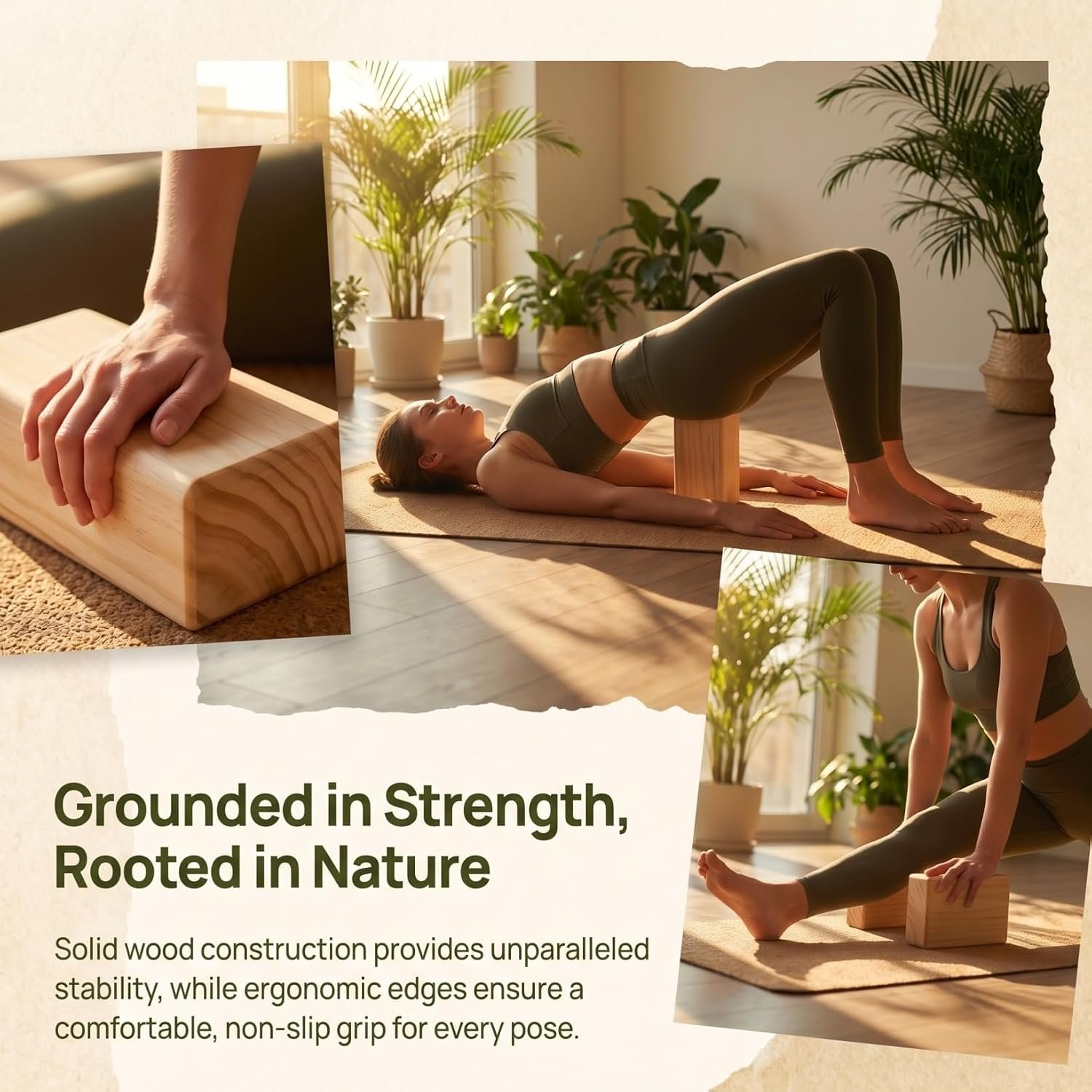 Toddmomy Solid Wood Yoga Block, High Density Wooden Brick with Round Edges & Non-Slip Surface, Yoga Prop for Restorative Fitness, Stretching, Pilates and Meditation, 9″ x 4.4″ x 2.8″