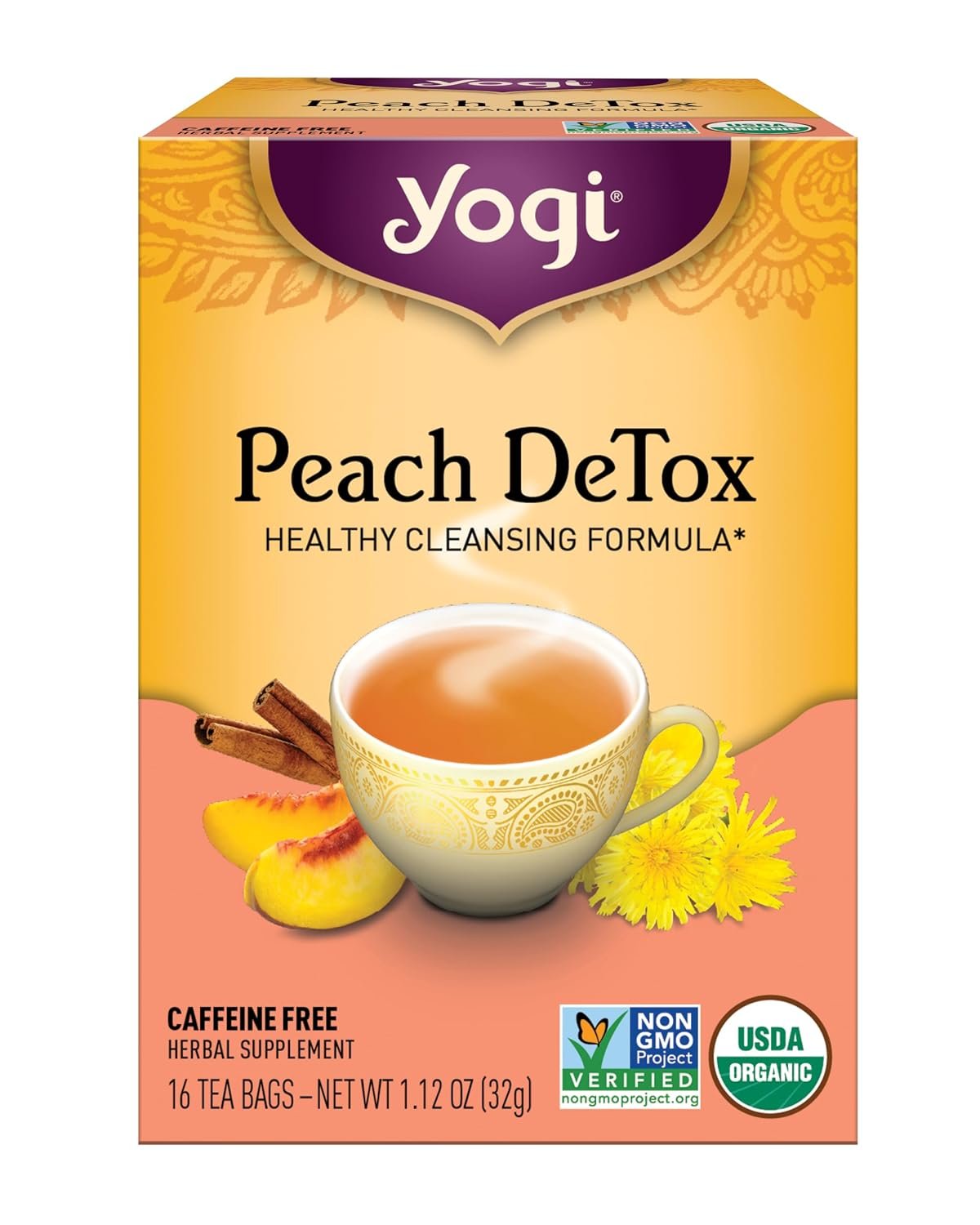 Yogi Tea Organic Peach Detox Tea, 16 CT