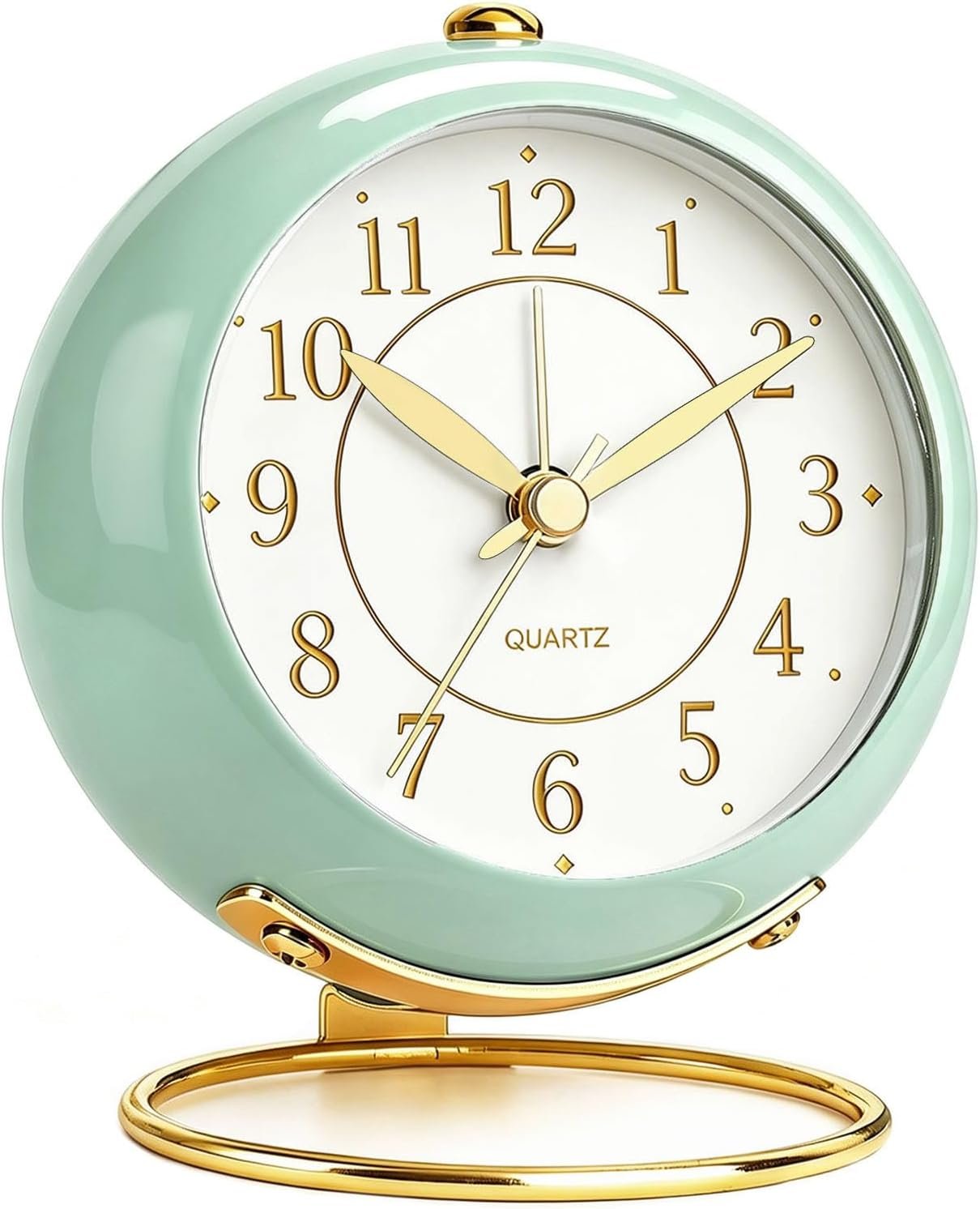 Analog Alarm Clock, Retro Small Desk Clock with Night Light, Backlight Cute Simple Design, Silent Non-Ticking, Battery Powered, Clock for Bedroom,Travel,Kitchen,Bedside Desktop Decor