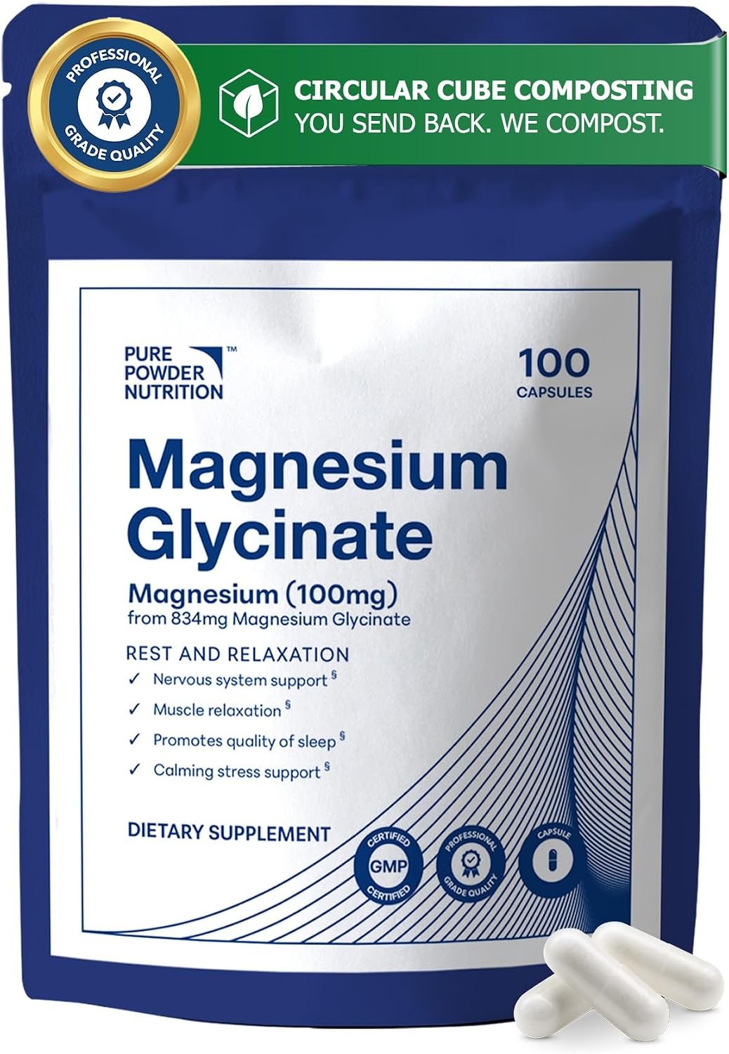 Magnesium Bisglycinate (Glycinate) 100mg 100 caps