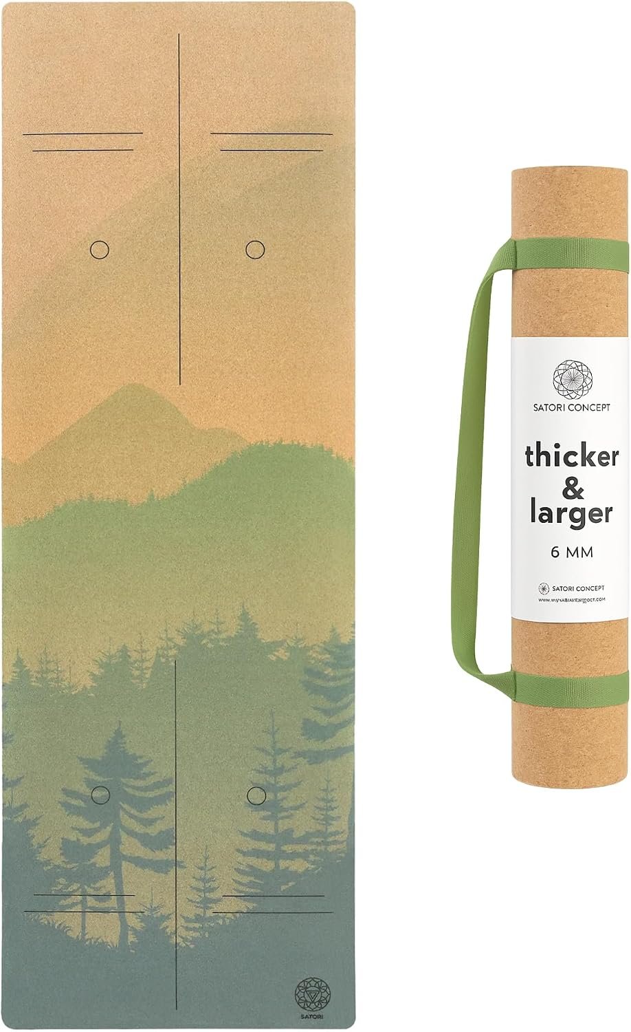 Cork Yoga Mat with Natural Rubber Base, Extra Size, Thickness and Support, Excellent Cushion & Grip, Non-Slip, Non-Toxic, Sweat-Resistant, Sustainable, Eco-friendly Exercise Mat