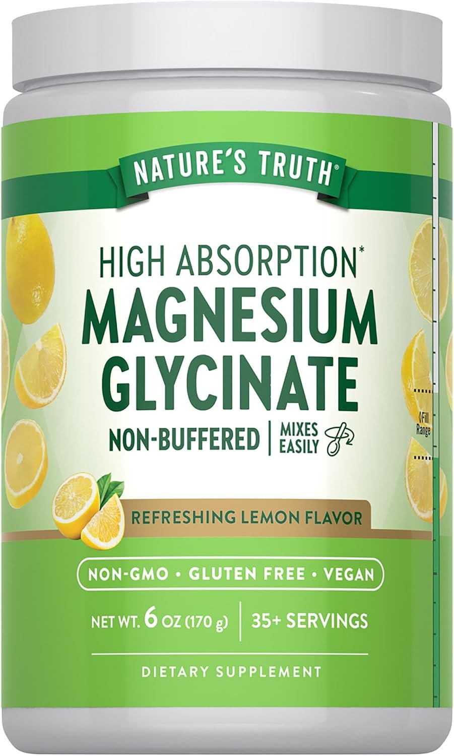Nature’s Truth Magnesium Glycinate Powder | 6 oz | Lemon Flavor