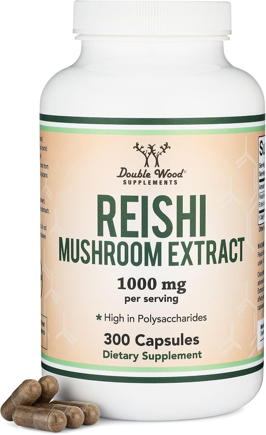 Reishi 1,000mg 4:1 Extract, Immune, Stress + Sleep Support, 300 Capsules