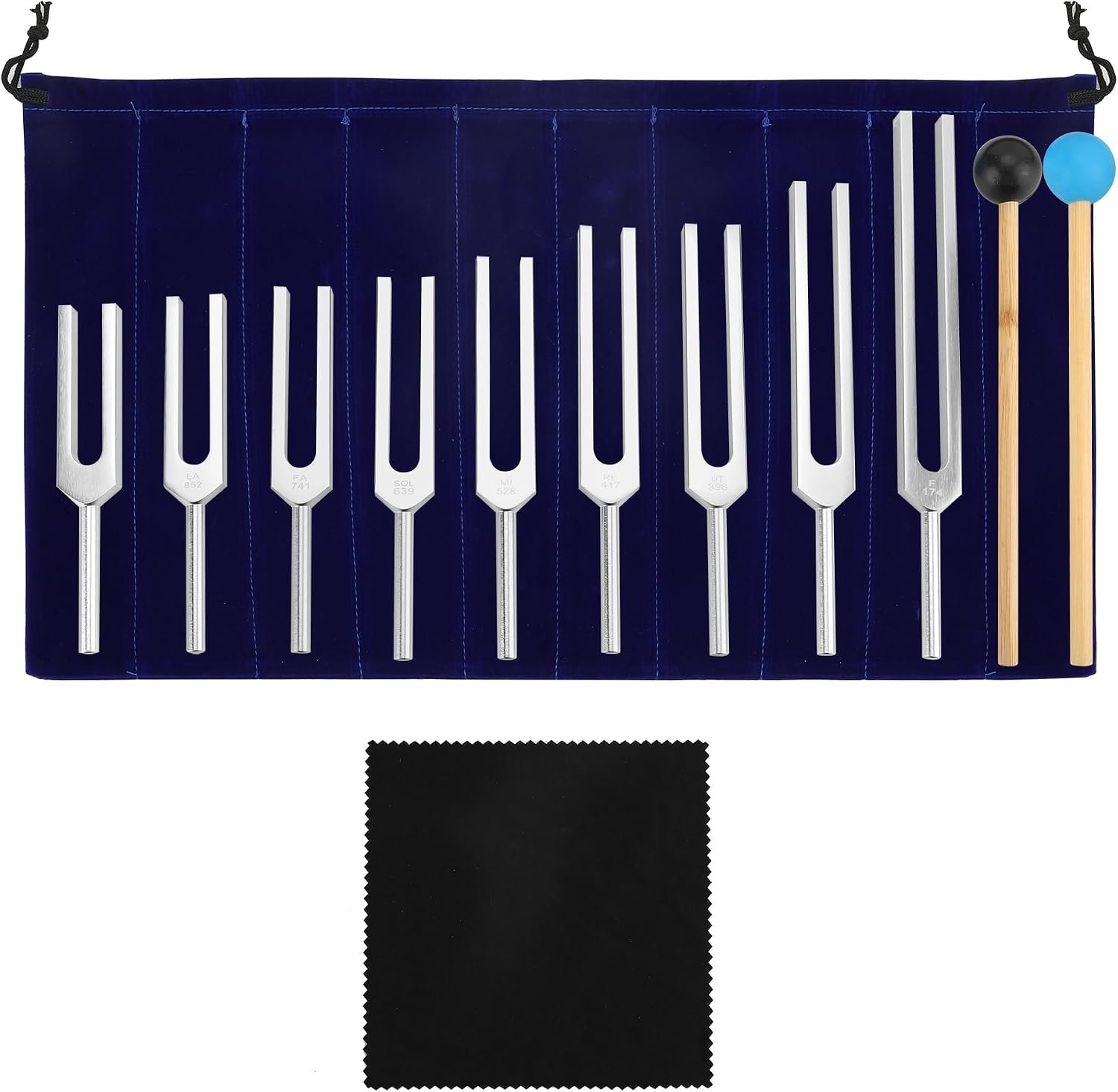 9 Pcs Solfeggio Tuning Fork Medical Sound Healing Fork with Hammer