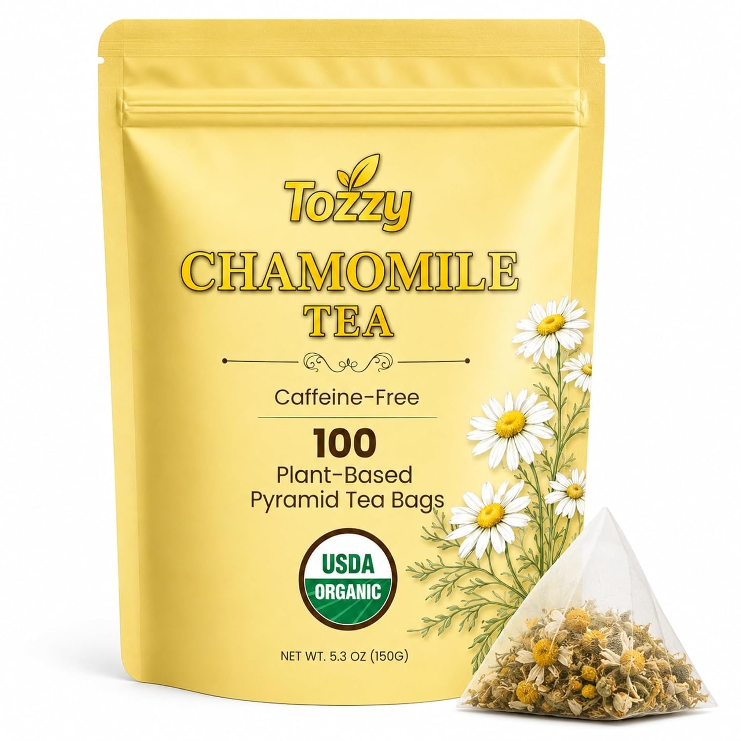 Tozzy Organic Chamomile Tea, 100 Pyramid Tea Bags