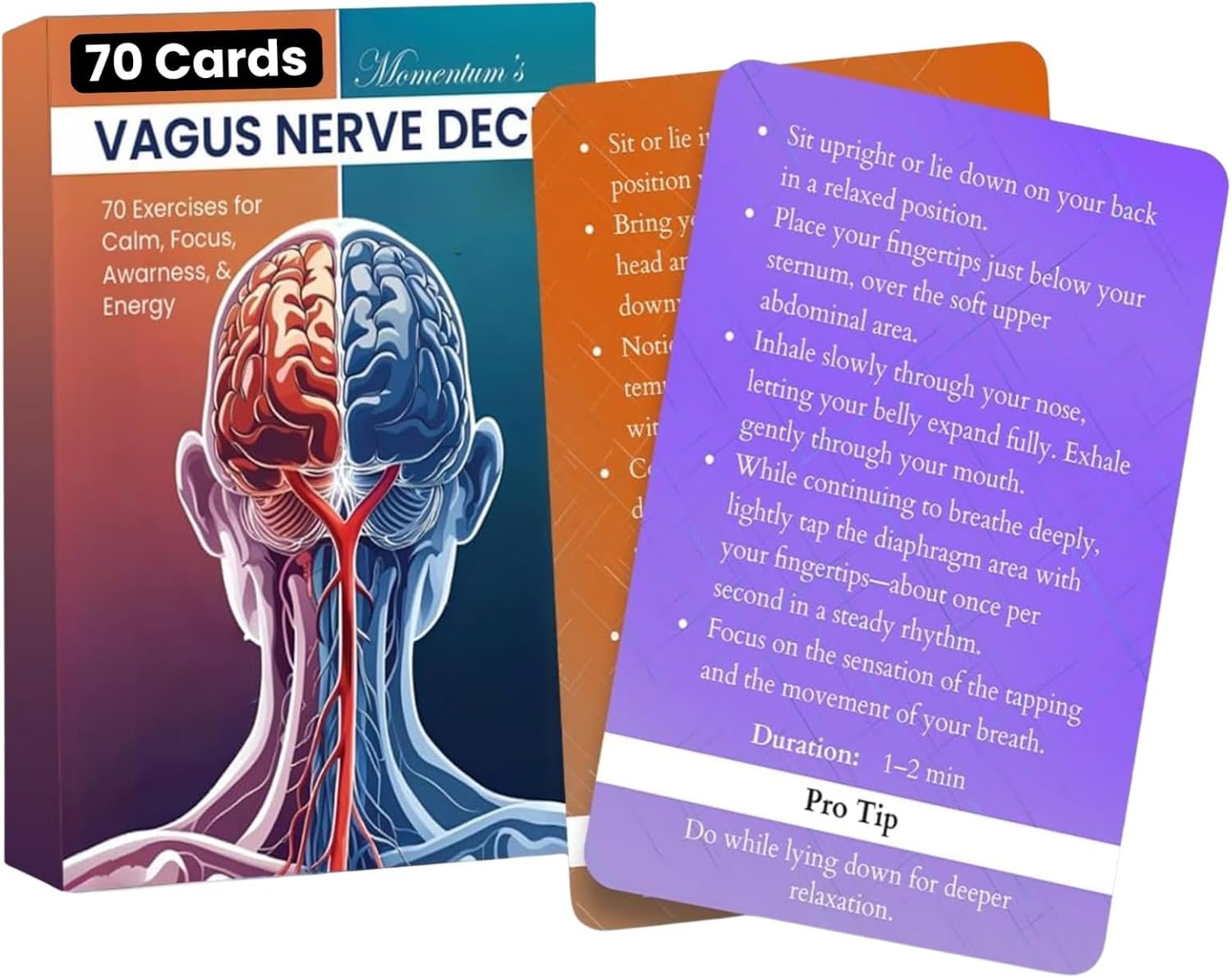 Vagus Nerve Deck 70 Exercise Cards for Vagus Nerve Reset and Stimulation Practices Non Electric Calming Toolkit for Anxiety Stress and Nervous System Support