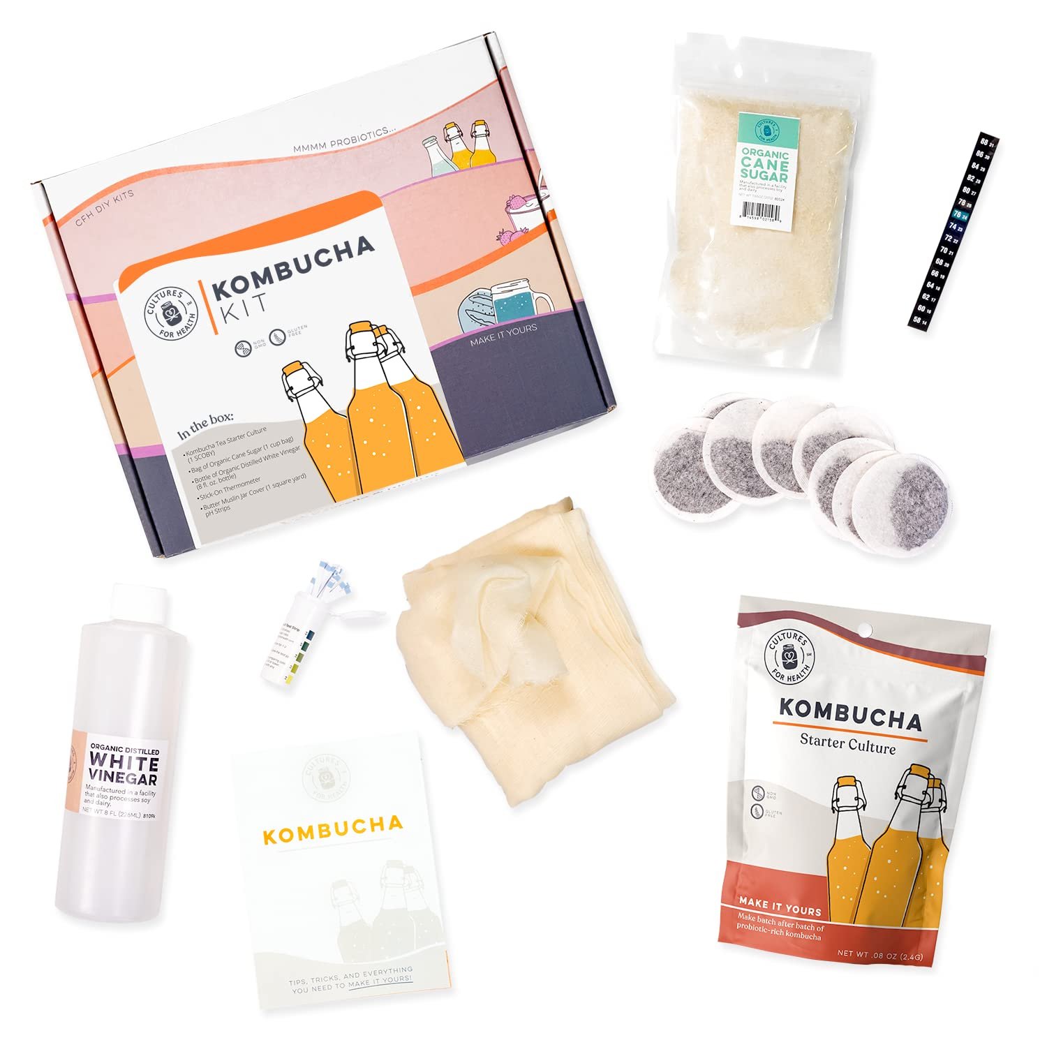 Cultures for Health Kombucha Starter Kit | SCOBY & Live Culture for Home Brewing – Easy Step-by-Step Guide