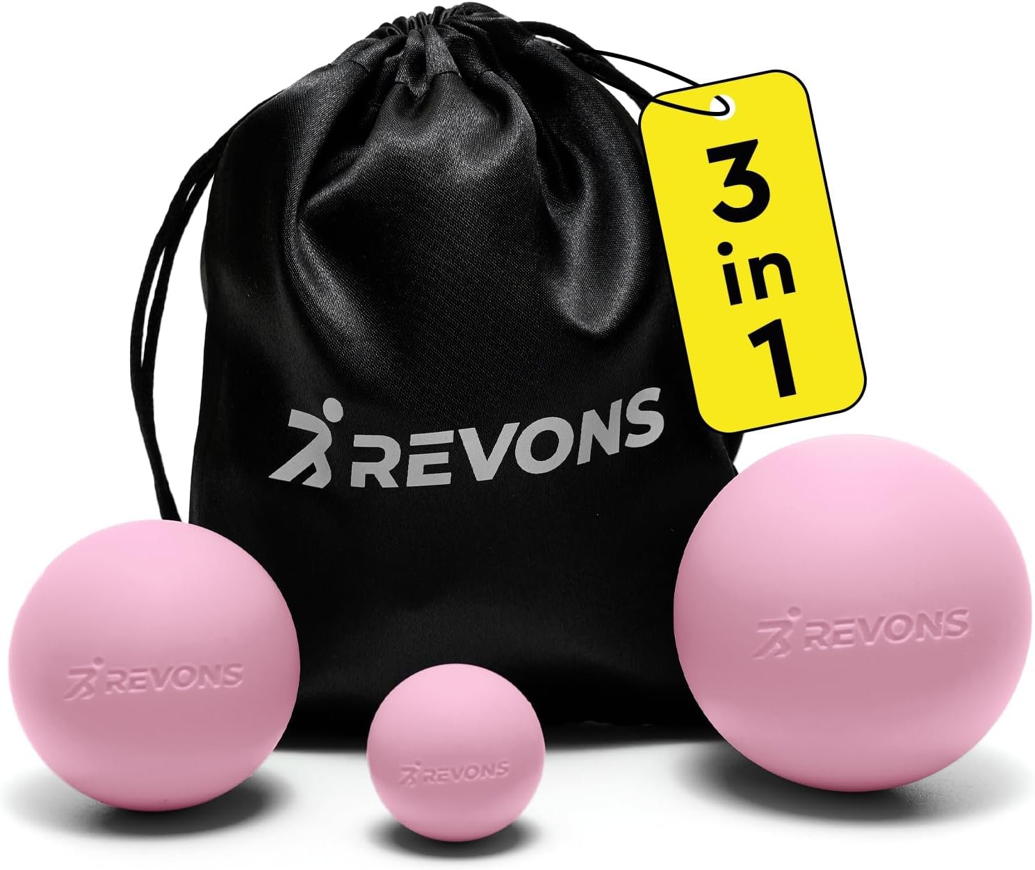 3 in 1 Massage Ball Set – 2.5″, 1.9″ & 1.2″ Firm Silicone Balls for Myofascial Release, Trigger Point Therapy, Back & Foot Pain Relief, Face Fitness, Yoga, Deep Tissue Recovery (Pink)