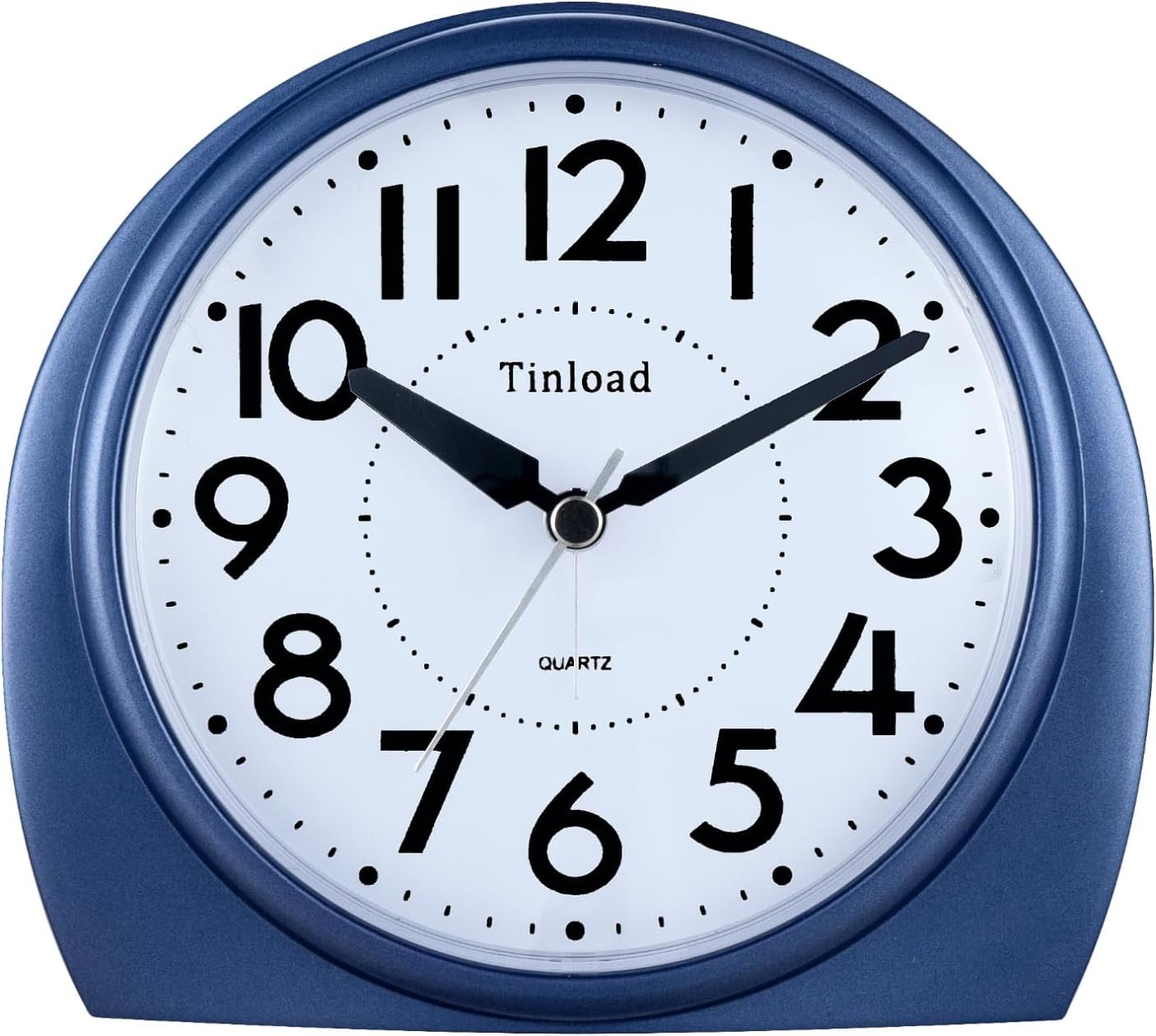 Tinload 5.5″ Large Analog Alarm Clock Silent Non Ticking, Gentle Wake, Beep Sounds, Increasing Volume, Battery Operated Snooze and Manual Light, Blue
