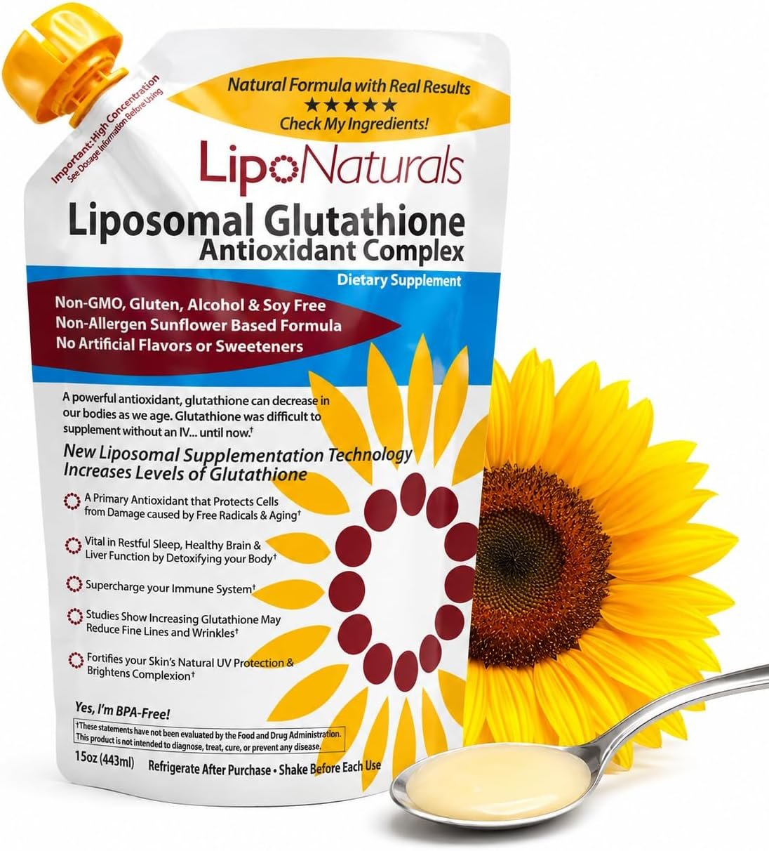 Lipo Naturals Liposomal Glutathione, Japan Source Natural Immunity Formula