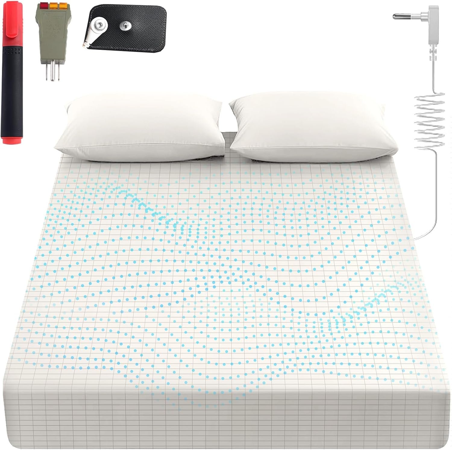 Grounding Sheets King, 90% Organic Cotton+ 10% Pure Silver Fiber,Grounded Bed Sheet Kit, Deep Pocket Grounded Bed Sheet, Relieves Pain – Used for Healthy Sleep Therapy (White, Queen)