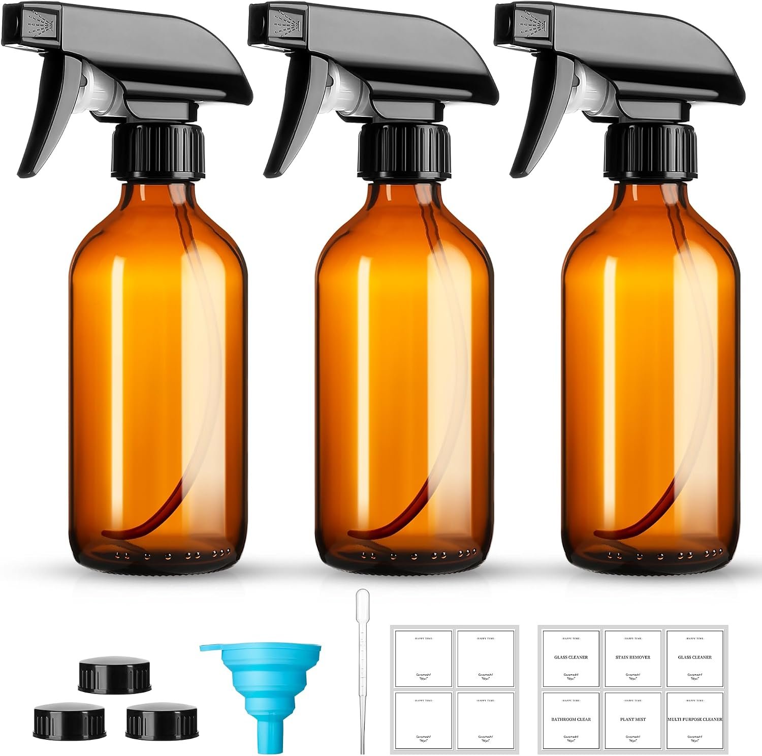 GIVAMEIHF Amber Glass Spray Bottles 8oz Brown Glass Spray Bottles 3 Pack