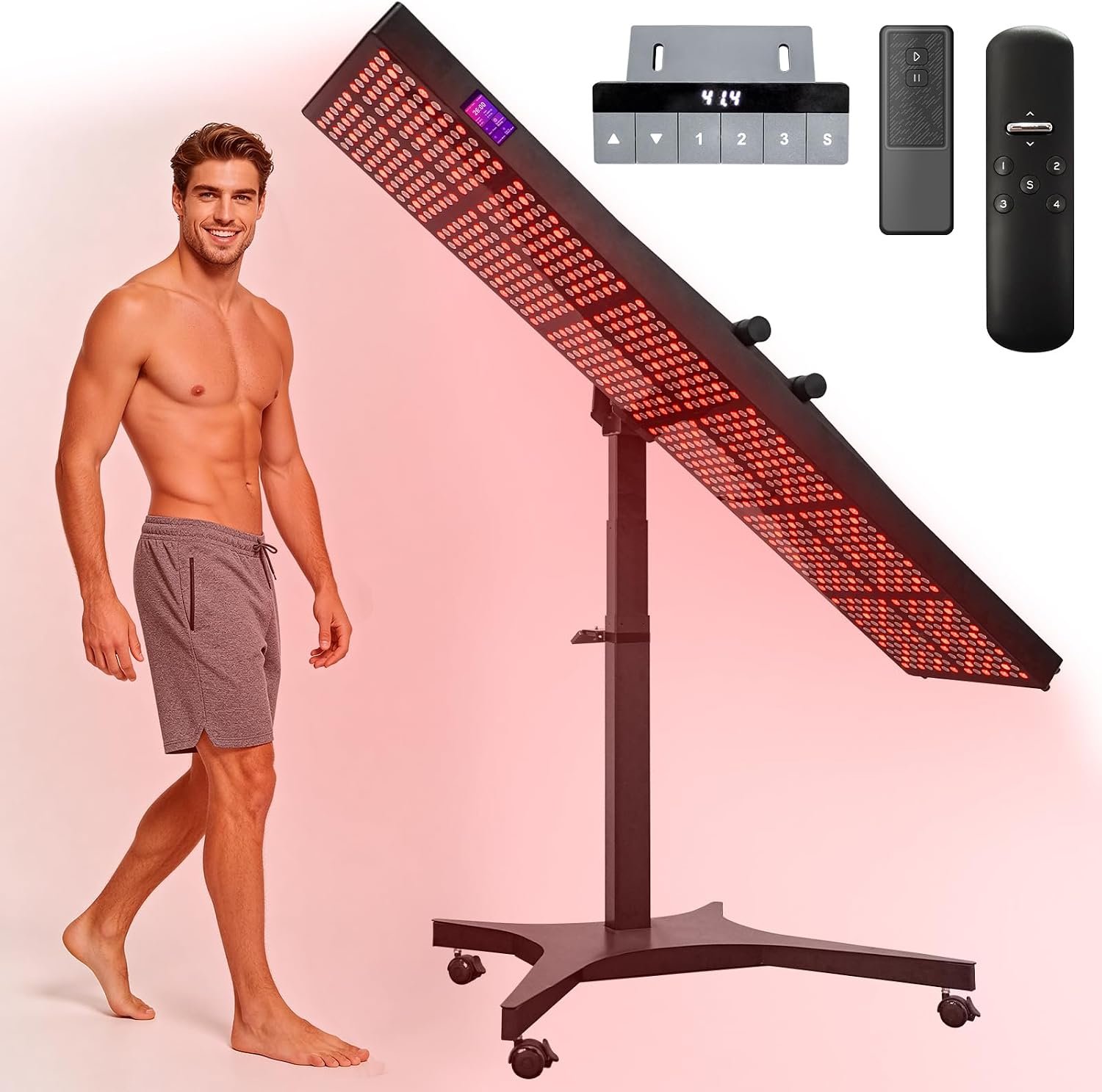 Red Light Therapy Panel with Electric Stand, 840 5W LEDs Elite Grade