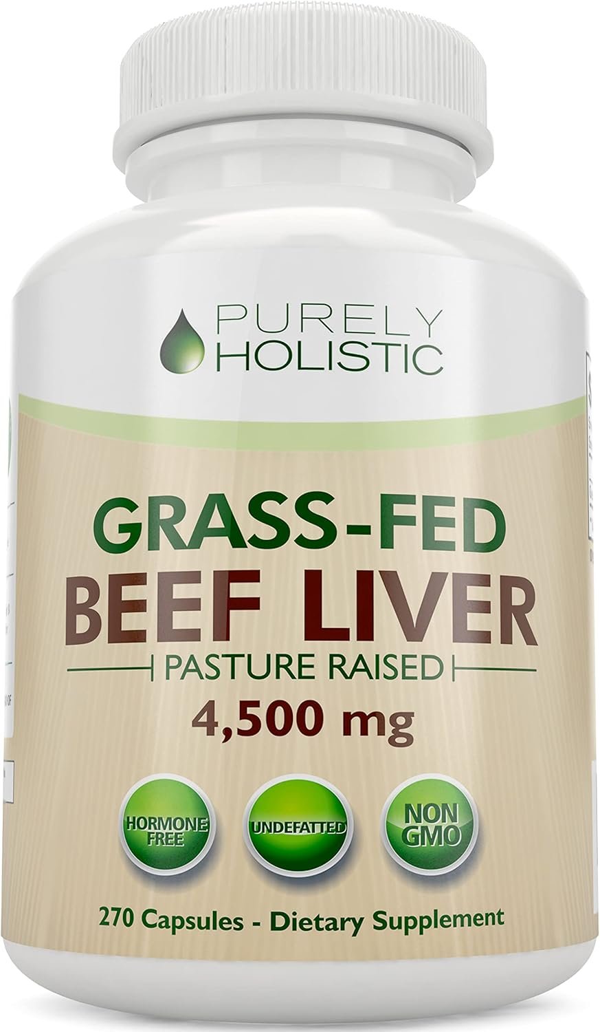 Grass Fed Beef Liver Capsules, 750mg Per Capsule, Energy Support, 270 Ct