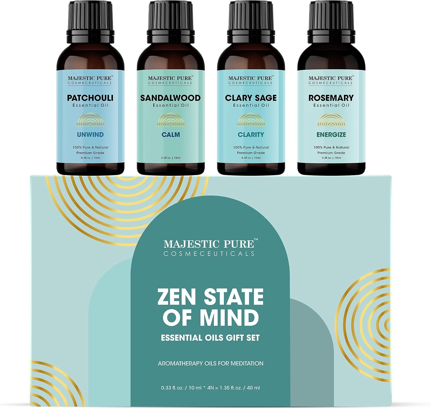 Majestic Pure Zen State of Mind Essential Oil Gift Set – Pack of 4