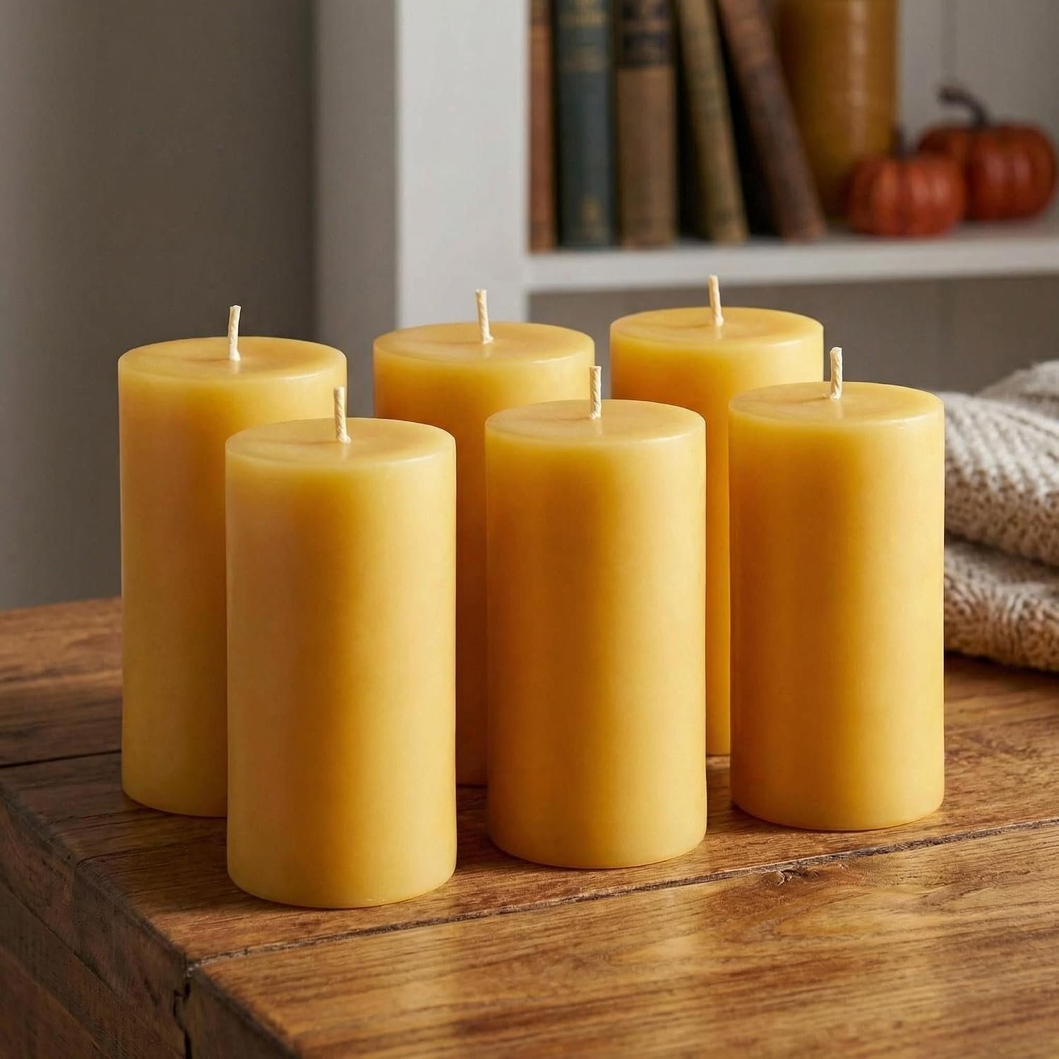 6 Pack Pure Beeswax Pillar Candles – 210-Hour Long Burning, Dripless & Smokeless, Unscented Natural Wax, 2″ x 4″ – Ideal for Home, Emergency, Festivals, Prayer, and Parties