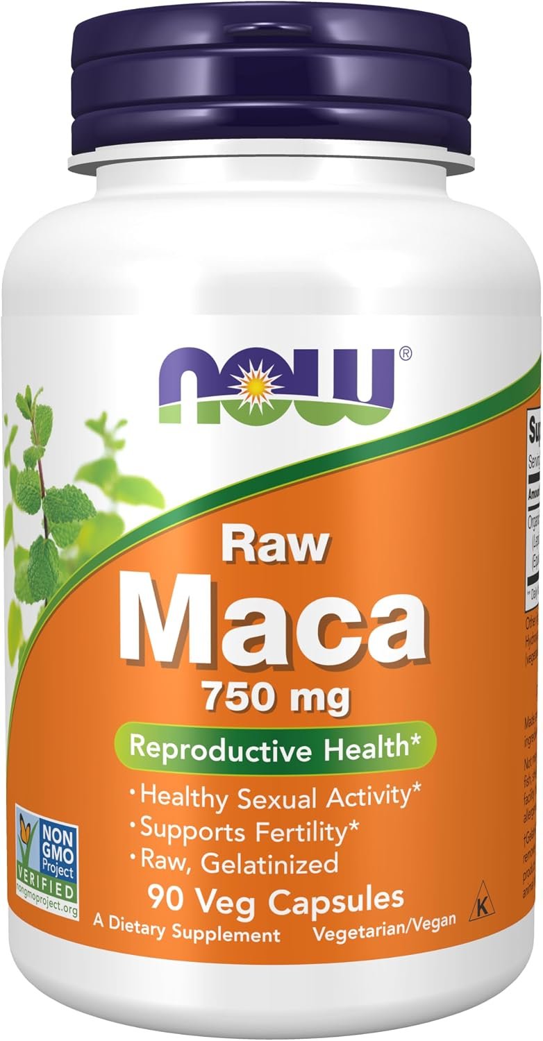 NOW Supplements, Maca 750 mg Raw, Reproductive Health*, 90 Veg Caps