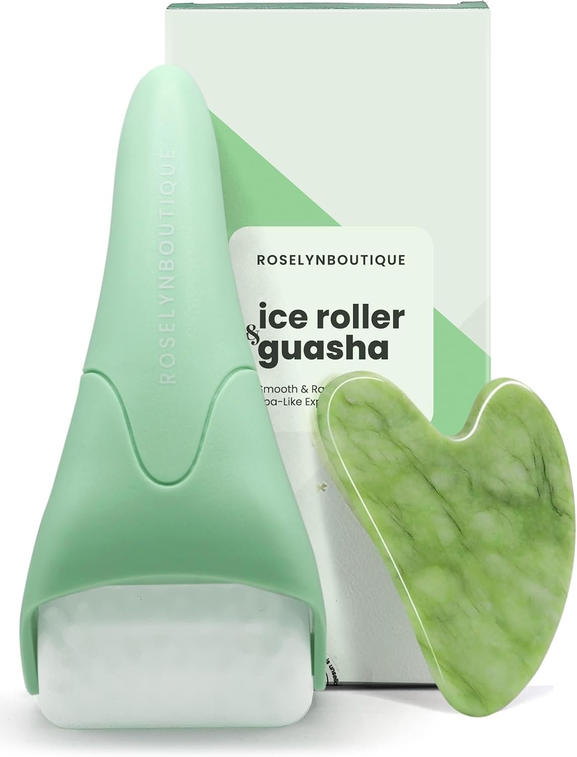 ROSELYNBOUTIQUE Gua Sha Facial Tools & Ice Roller for Face (Green)