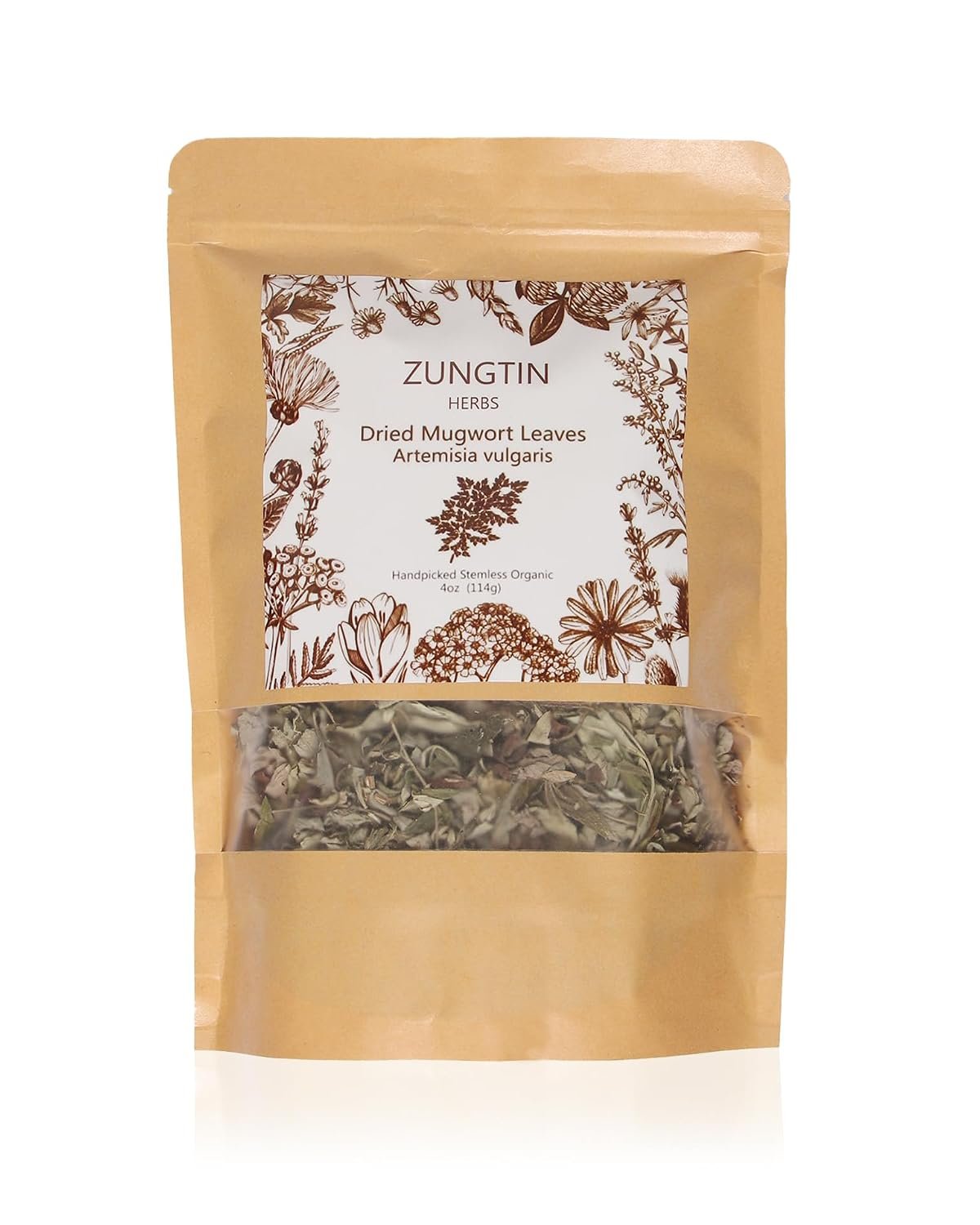 Zungtin Mugwort herb Pure Leaves Fine Picked Bulk Stems Stalks Free, Natural Artemisia vulgaris Chemical Free – 4 ounce