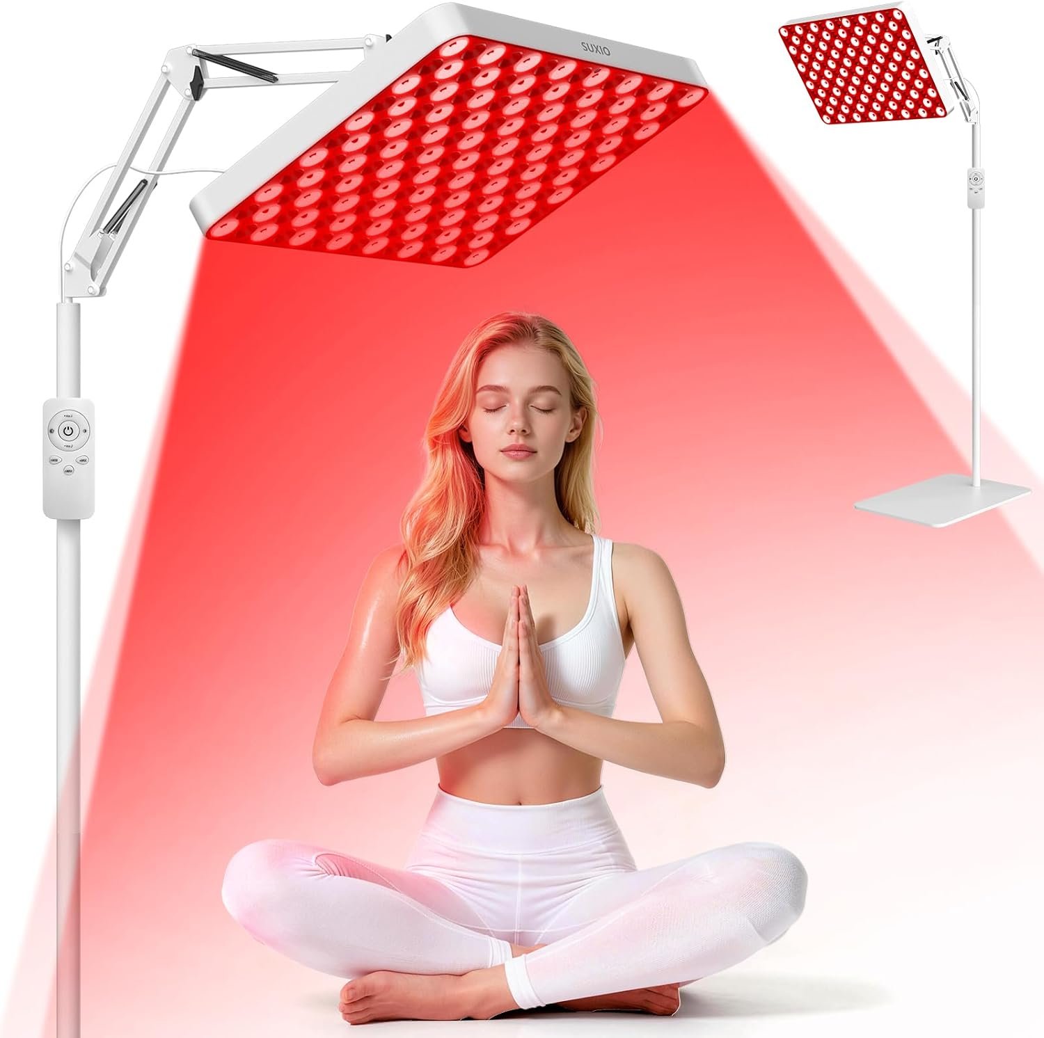 SUXIO Red Light Therapy for Face & Body, 165 Red LED Therapy Lamp, Red Light Therapy Panel with Remote, Deep 660nm – 820nm Near Infrared Light Therapy for Body