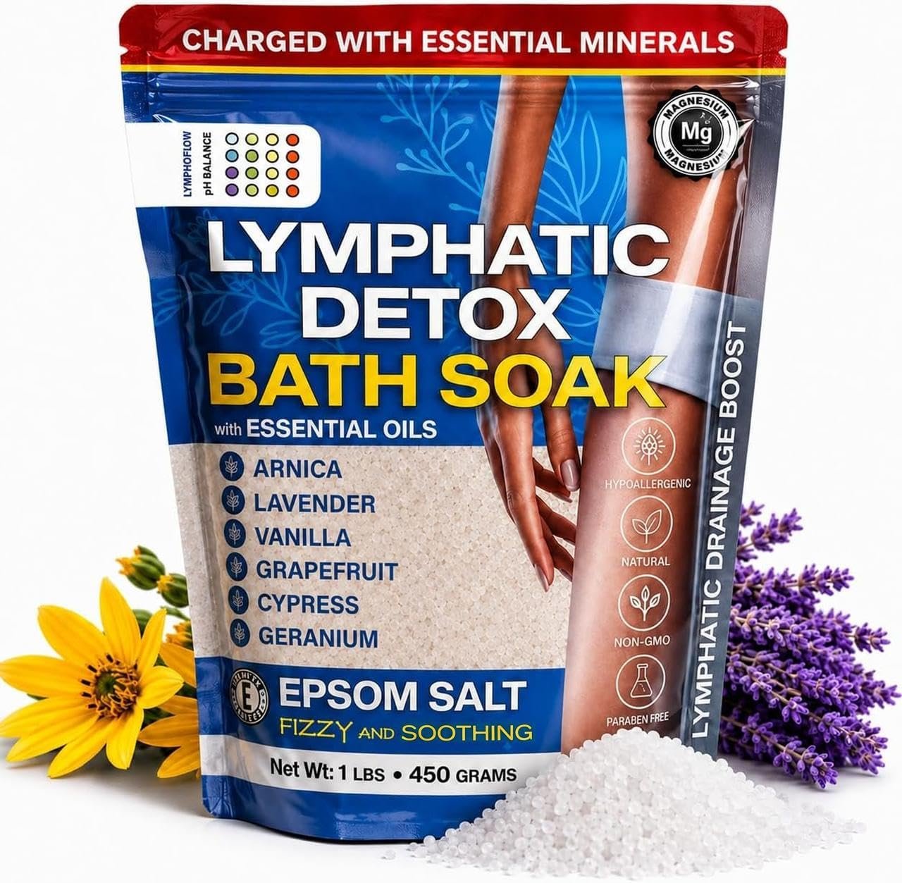 Bruizex Arnica Bath Salts, Epsom Salt Bath Soak & Foot Soaking Salts, 1 lb