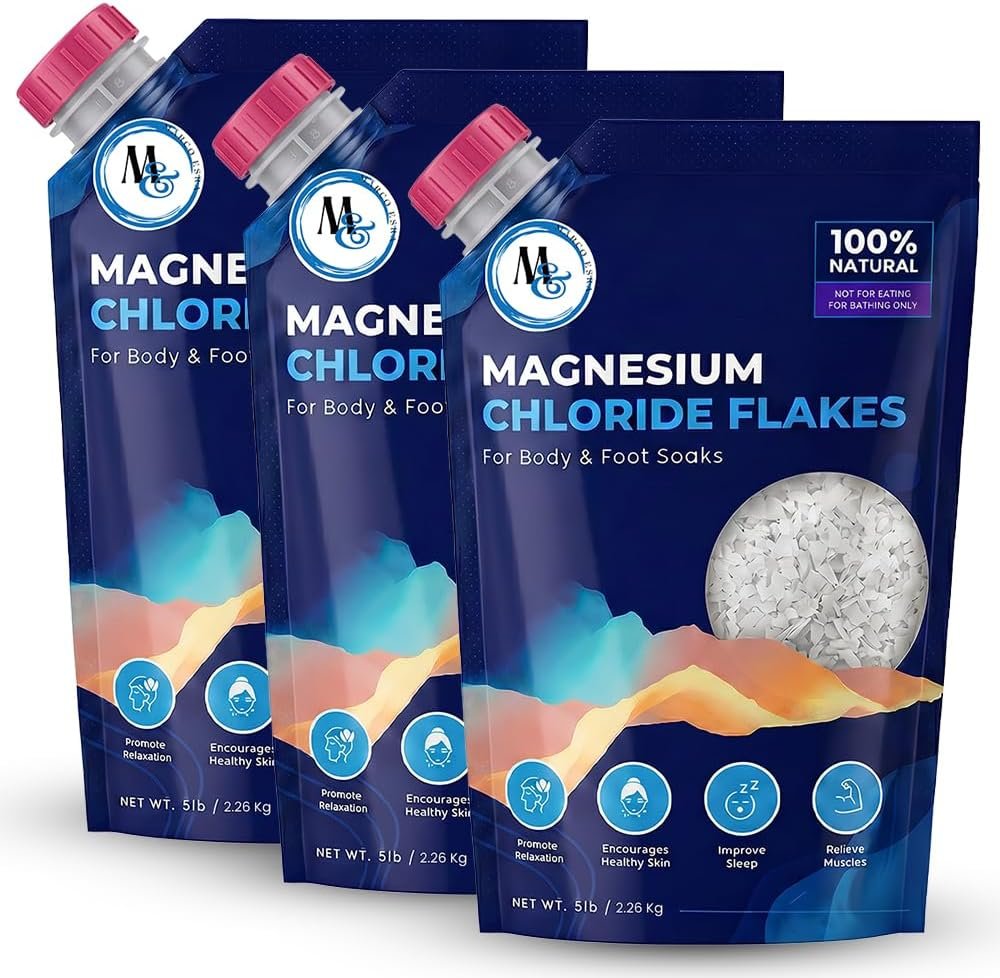 Dead Sea Magnesium Flakes Bath Salts, 3 Pack Epsom Salt Alternative Soak
