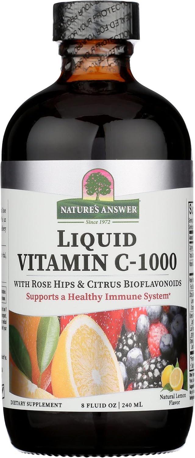 Nature’s Answer Liquid Vitamin C 1000mg , 8-Fluid Ounces | Natural Immune Booster | Promotes Healthy Skin & Joints | with Rose Hips & Bio-Flavonoids