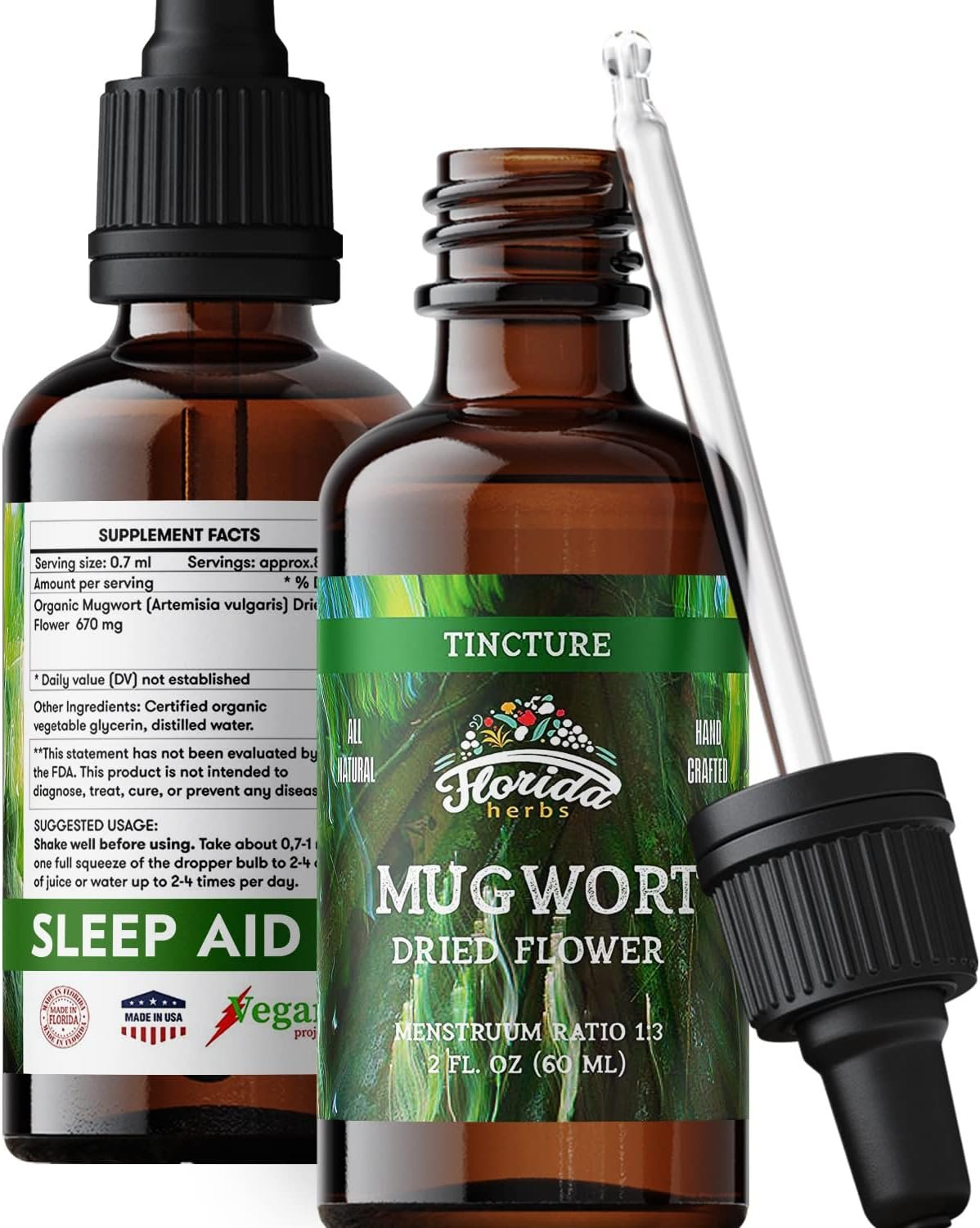 Mugwort Extract Liquid Drops – Organic Relaxation, Sleep Support Drops – Natural Mugwort Tincture – Made in USA – 2 Fl Oz