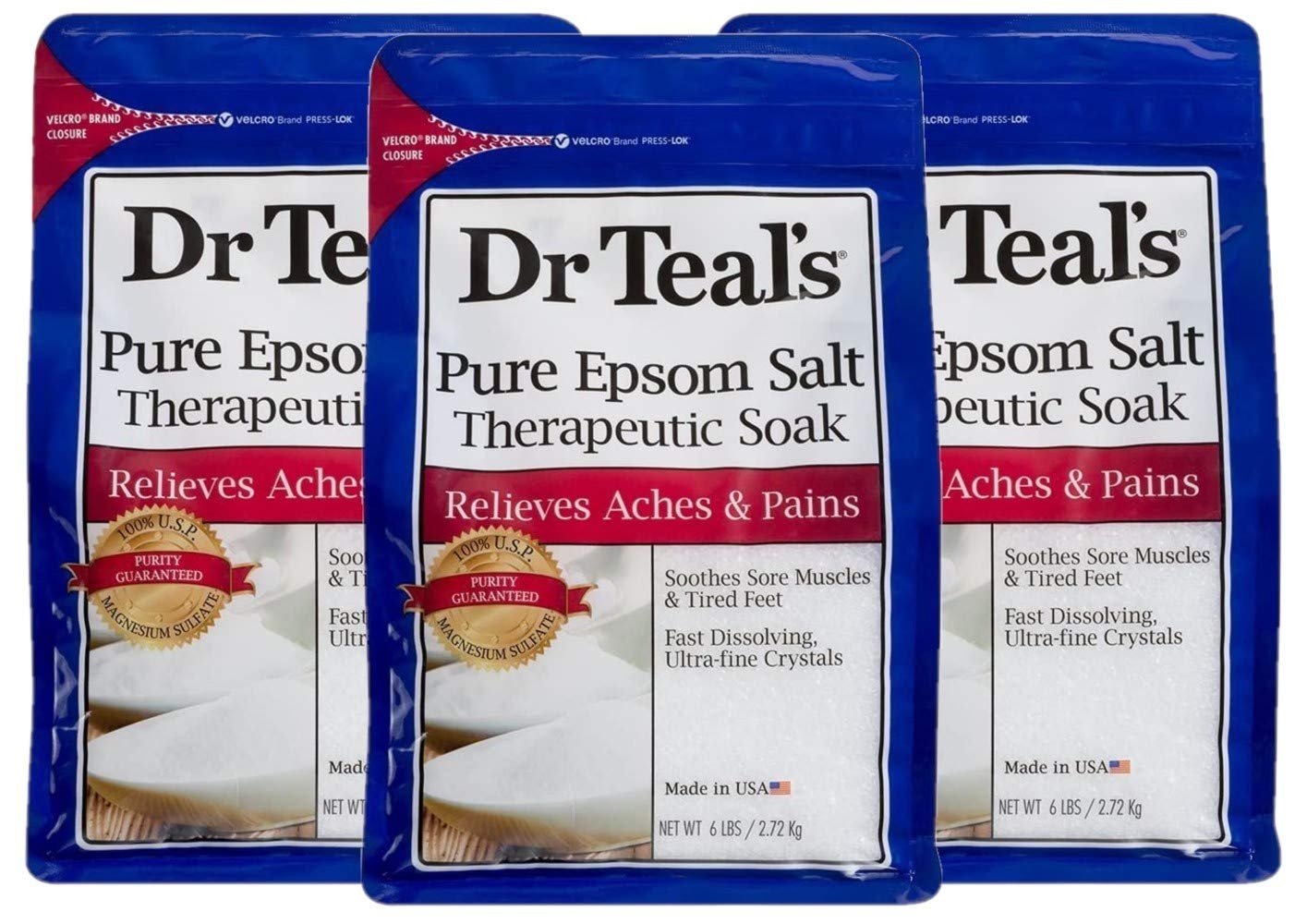 Dr. Teal’s Therapeutic Soak Gift Set (3 Pack, 6lbs Ea.) – Unscented Soaking Solution Blended with Pure Epsom Salt – Ease Aches & Pains, Speed-Up Recovery Time – at Home Pain Remedy