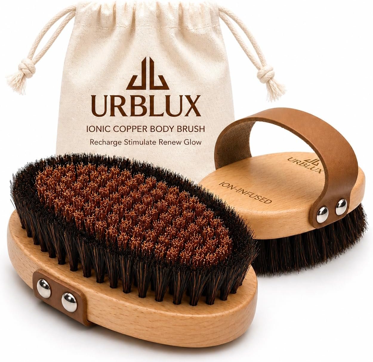 Copper Body Brush for Dry Brushing, Natural Ion-Infused Exfoliating Brush for Lymphatic Massage, Cellulite Care & Smoother Glowing Skin