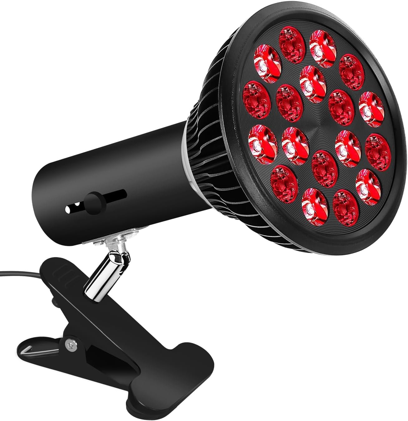 Red Light Therapy Bulb with Adjustable Socket Clamp, 18 LEDs Red Light Therapy with Lamp Holder for Body and Face with 660nm Red and 850nm Infrared Light Therapy Device for Skin Care Pain Relief