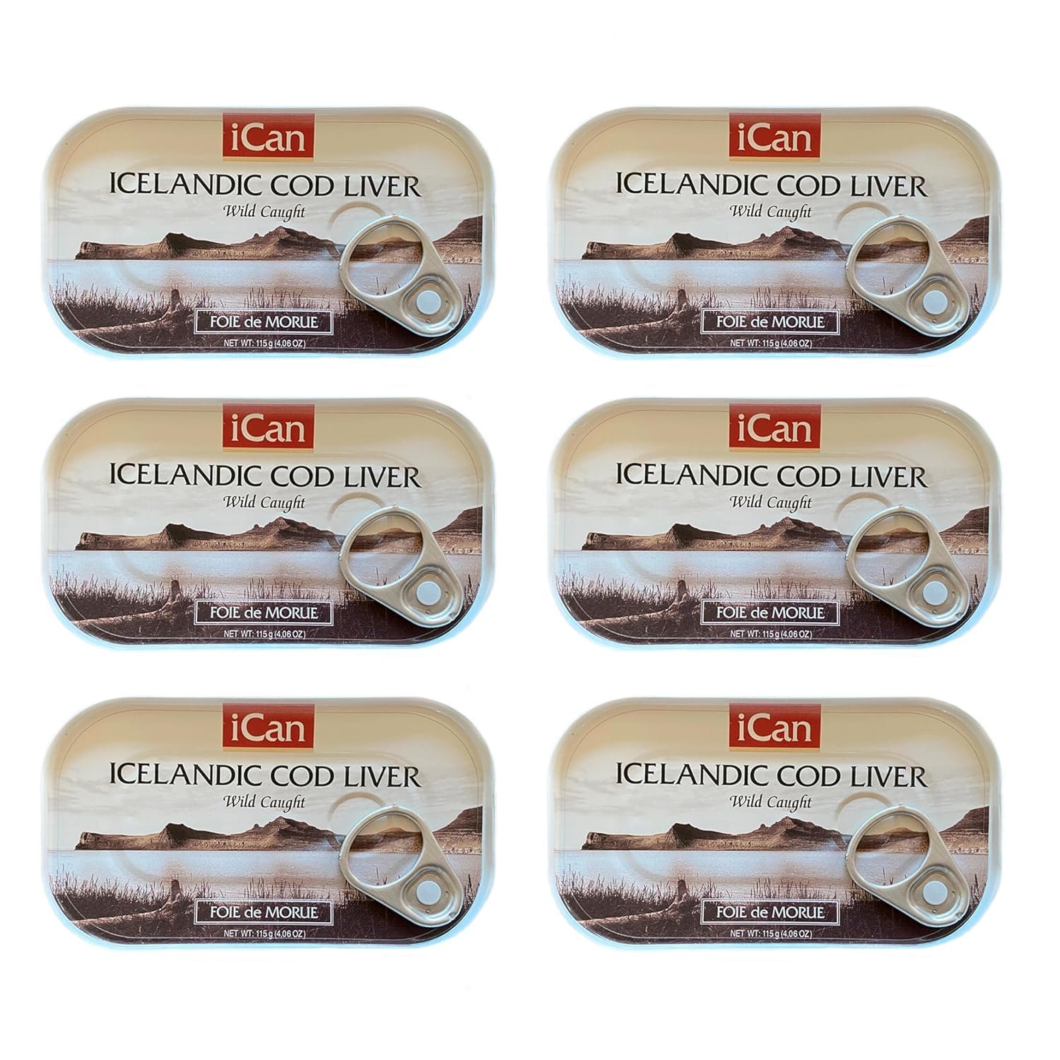 Ican Icelandic Wild Cod Liver in Own Oil, 4.06 oz (Pack of 6)