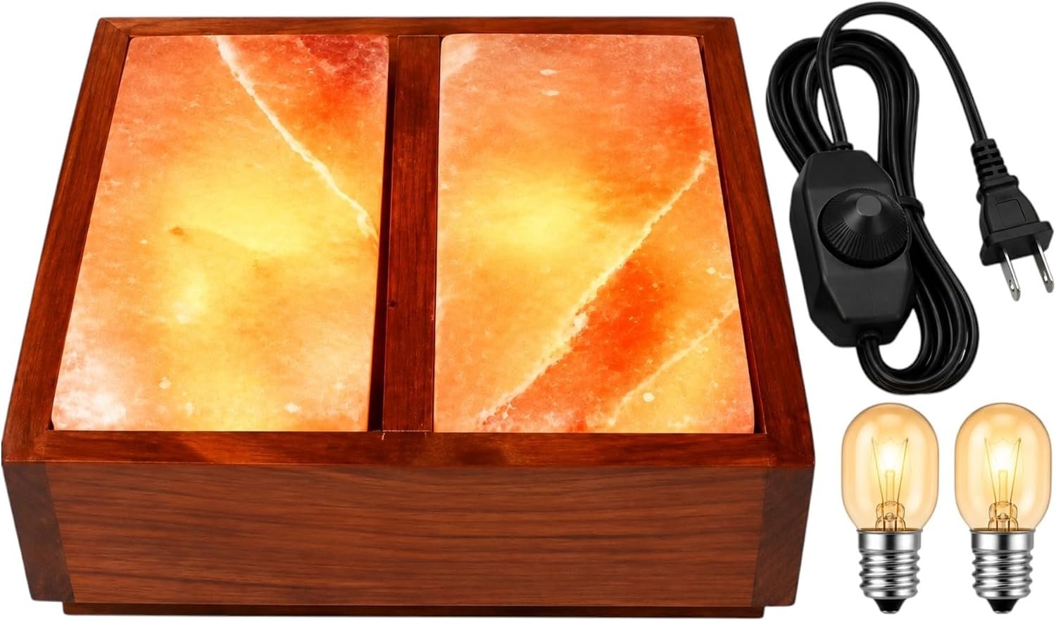 Himalayan Salt Foot Lamp, Dual Salt Slabs with Dimmer Cable