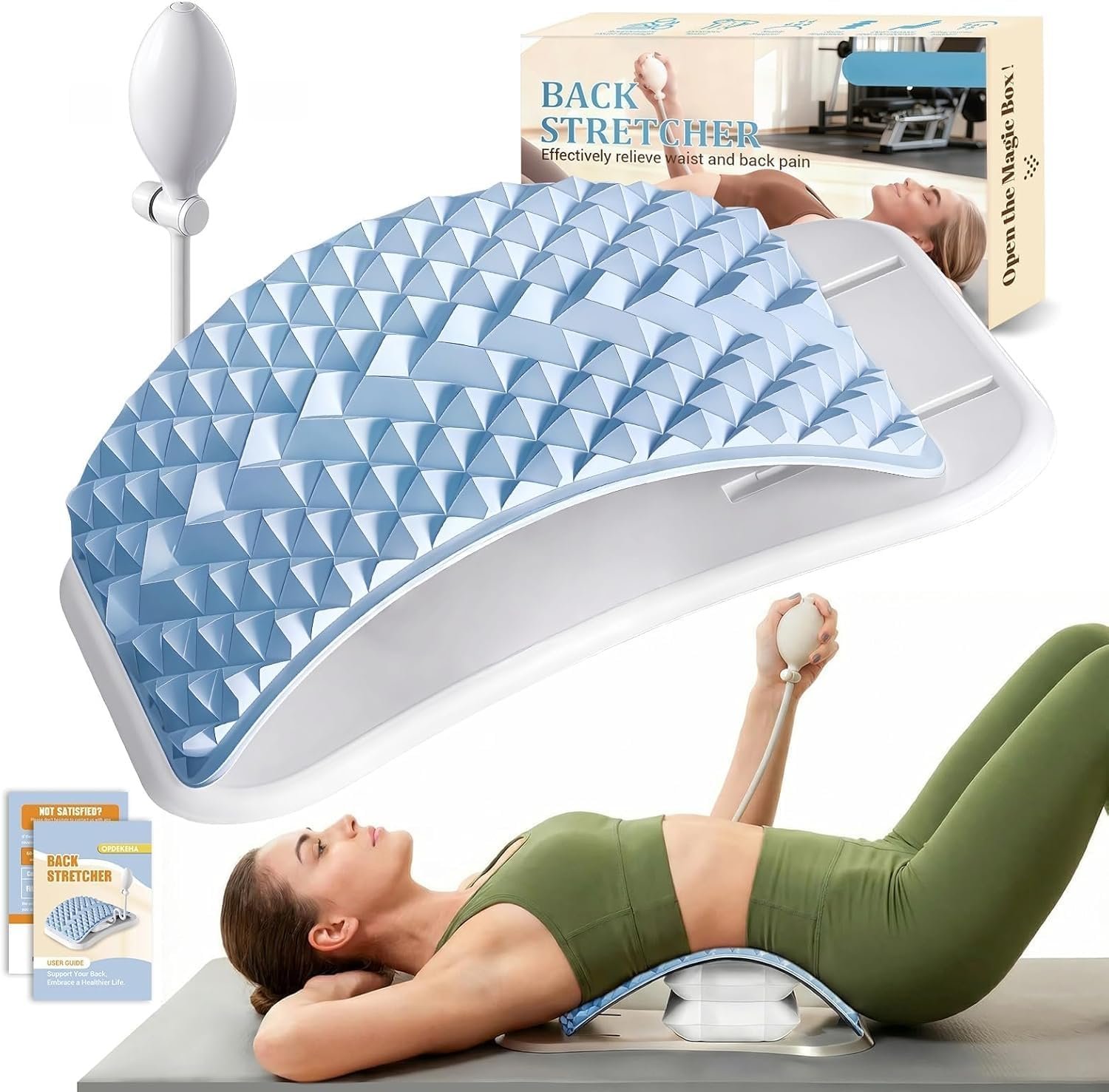 Back Stretcher for Back Pain, Adjustable Height & Soft Sponge Material