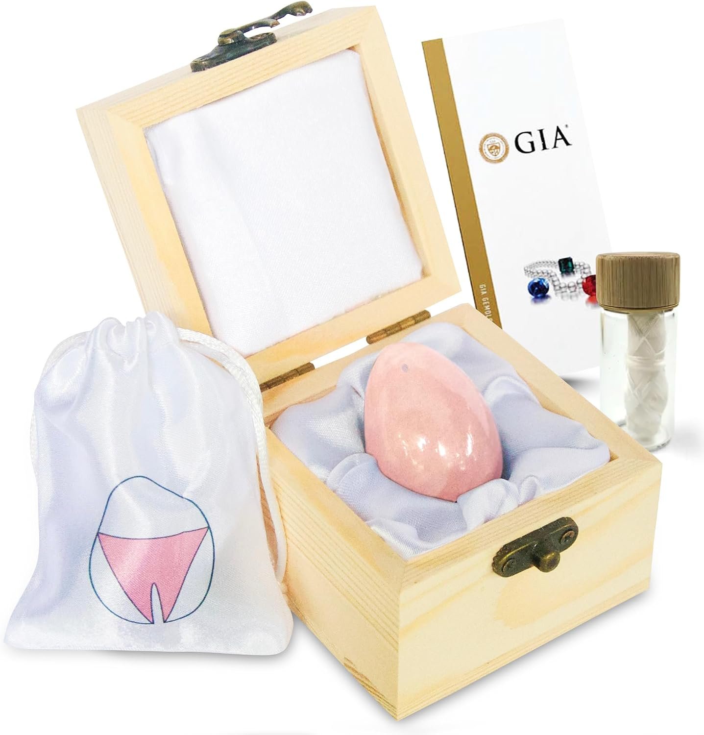 Sacred Weapon GIA Certified Kegel Exerciser for Women — Nephrite Jade, Obsidian & Rose Quartz Crystal Eggs | Pelvic Floor Weights | Menopause, Postpartum & Prolapse Support | Drilled with String (Rose Quartz – Pack of 1)