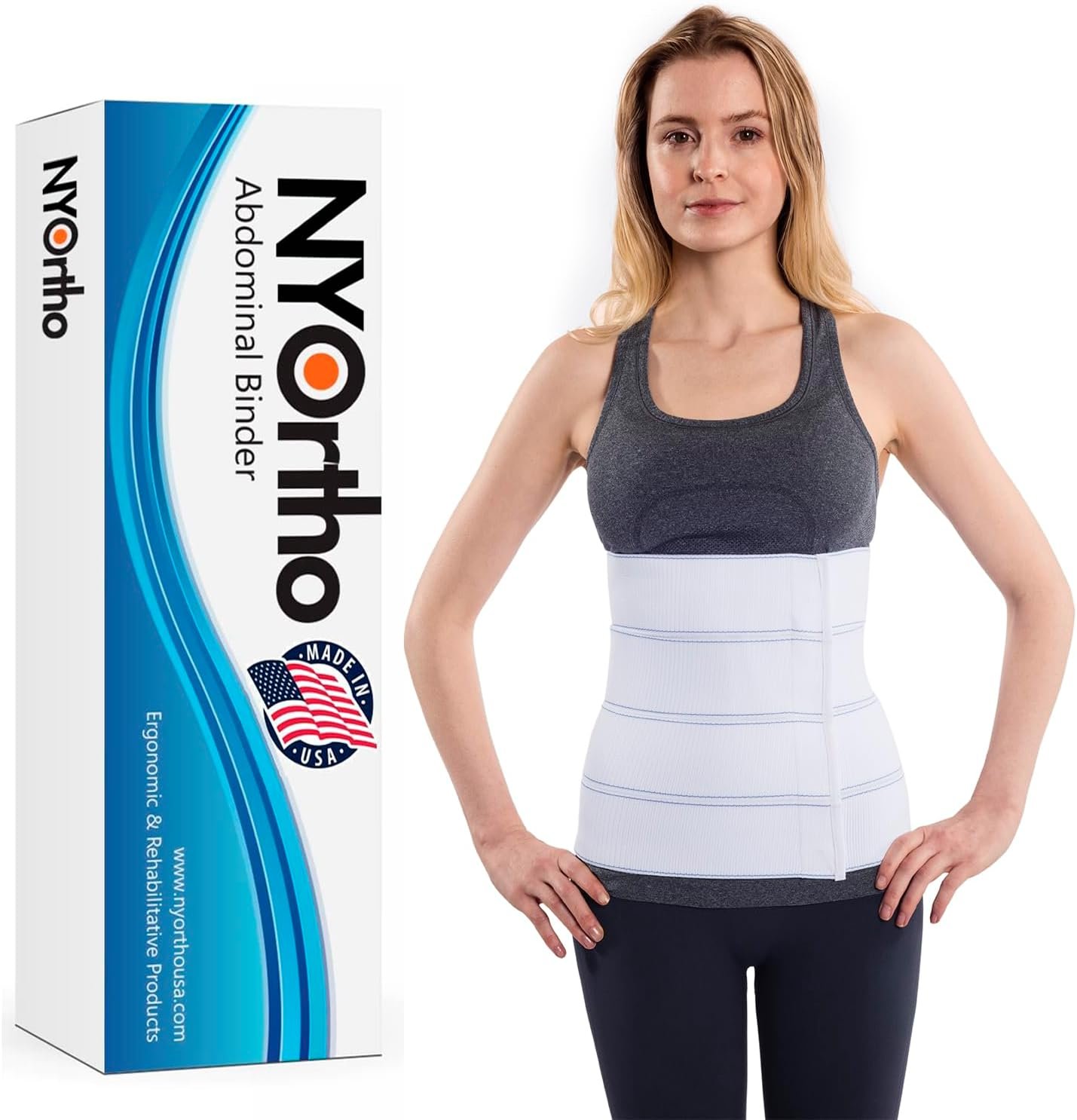 NYOrtho Abdominal Binder Lower Waist Support Belt – Compression Wrap for Men and Women MADE IN USA