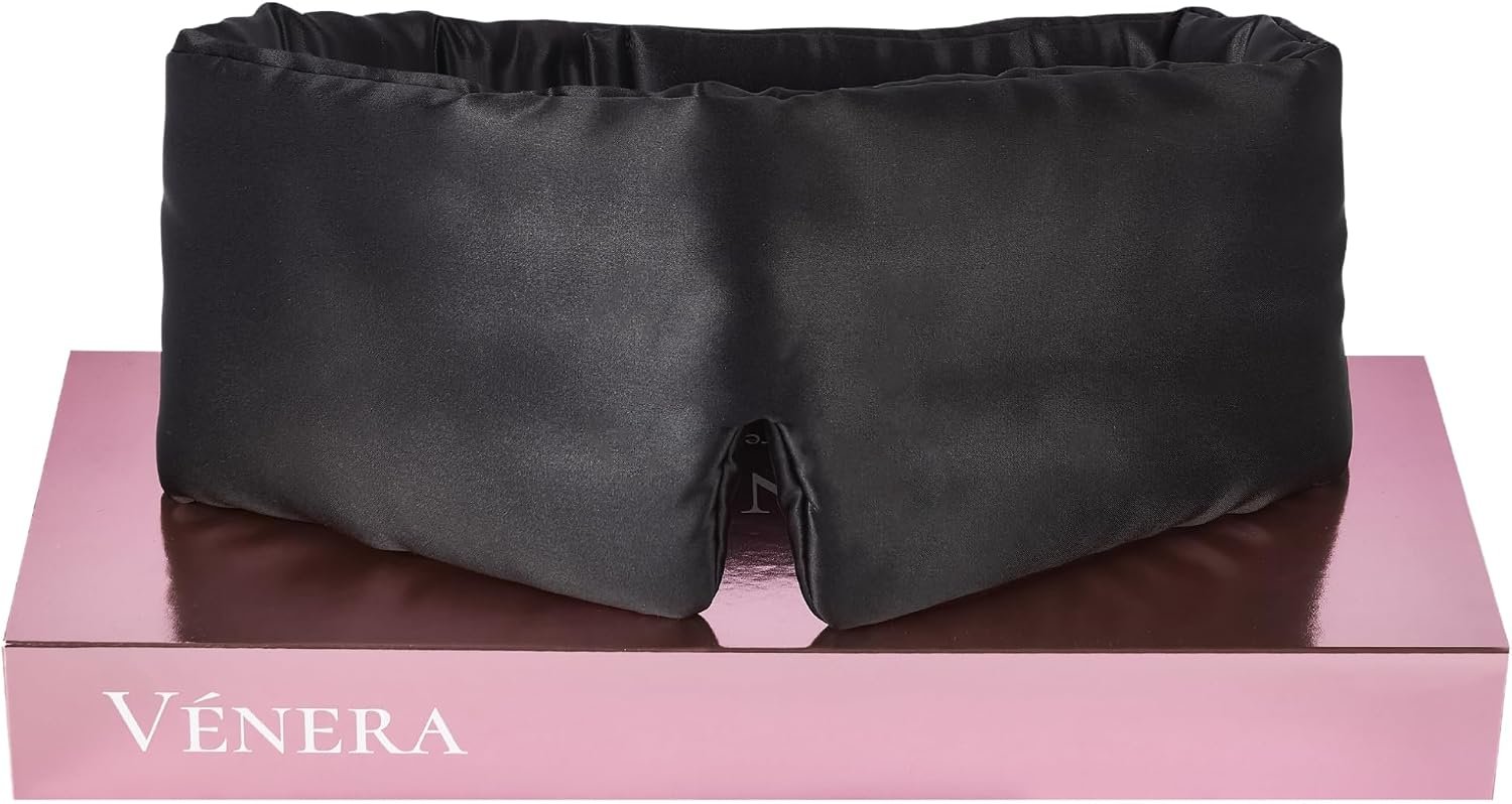 Silk Eye Mask – 100% Pure Mulberry 22 Momme Silk Sleep Mask, Adjustable Sleep Mask for Women and Men (Adjustable, Cloud Black)