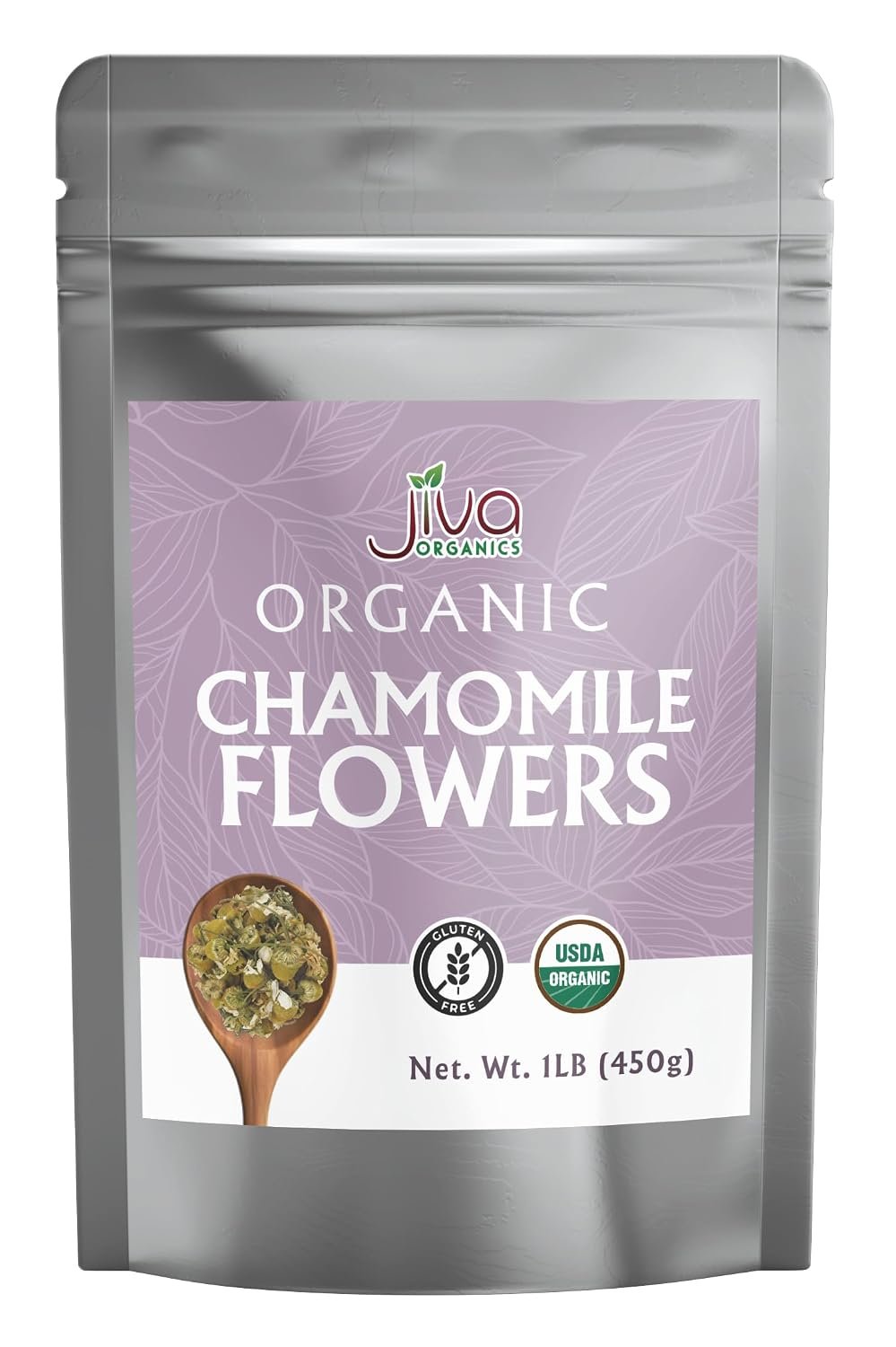 Jiva Organics Organic Chamomile Flowers 1 LB (16oz) – Great for Tea | Whole Dried Blossoms, 100% Pure, Non-GMO, Naturally Dried Herbal Tea Flower – Flor De Manzanilla