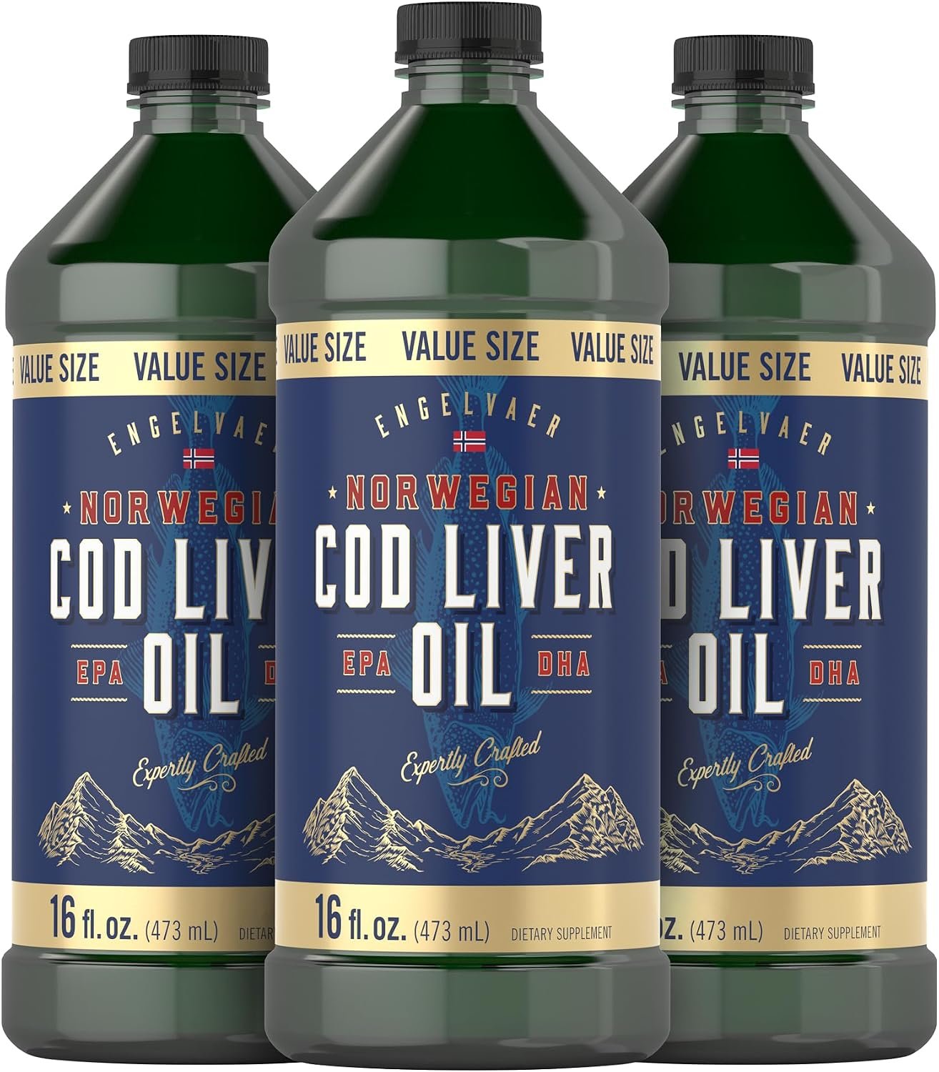 Carlyle Norwegian Cod Liver Oil | 16oz | Pack of 3 Bottles