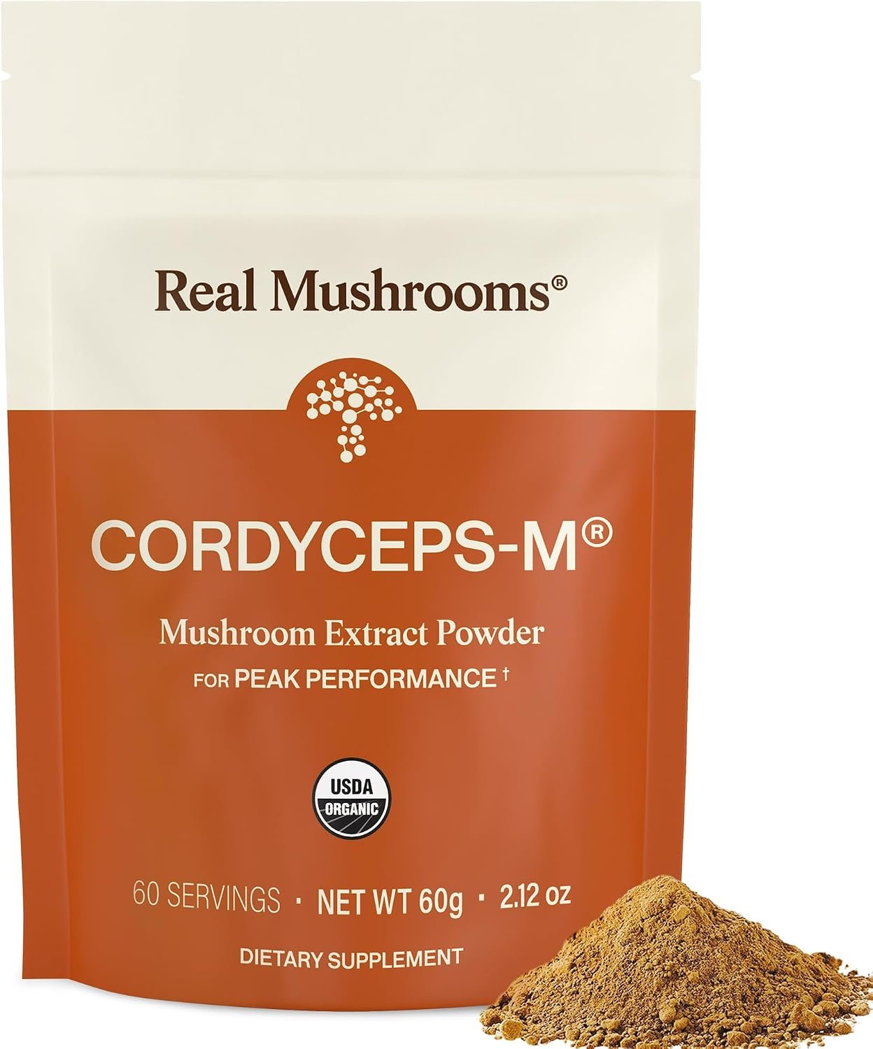 Real Mushrooms Organic Cordyceps Powder for Energy & Wellness, 60 Servings