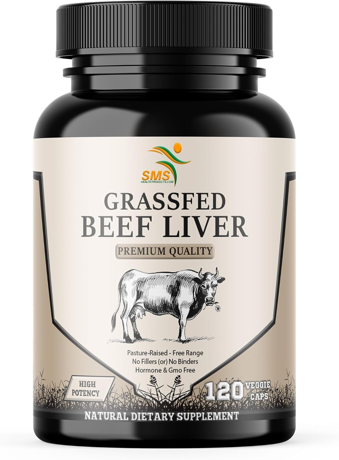 Grass Fed Desiccated Beef Liver Capsules (120 Pills, 480-500mg Each) – Natural Iron, Vitamin A, B12 for Energy – Humanely Pasture Raised Undefatted Without Hormones or Chemicals