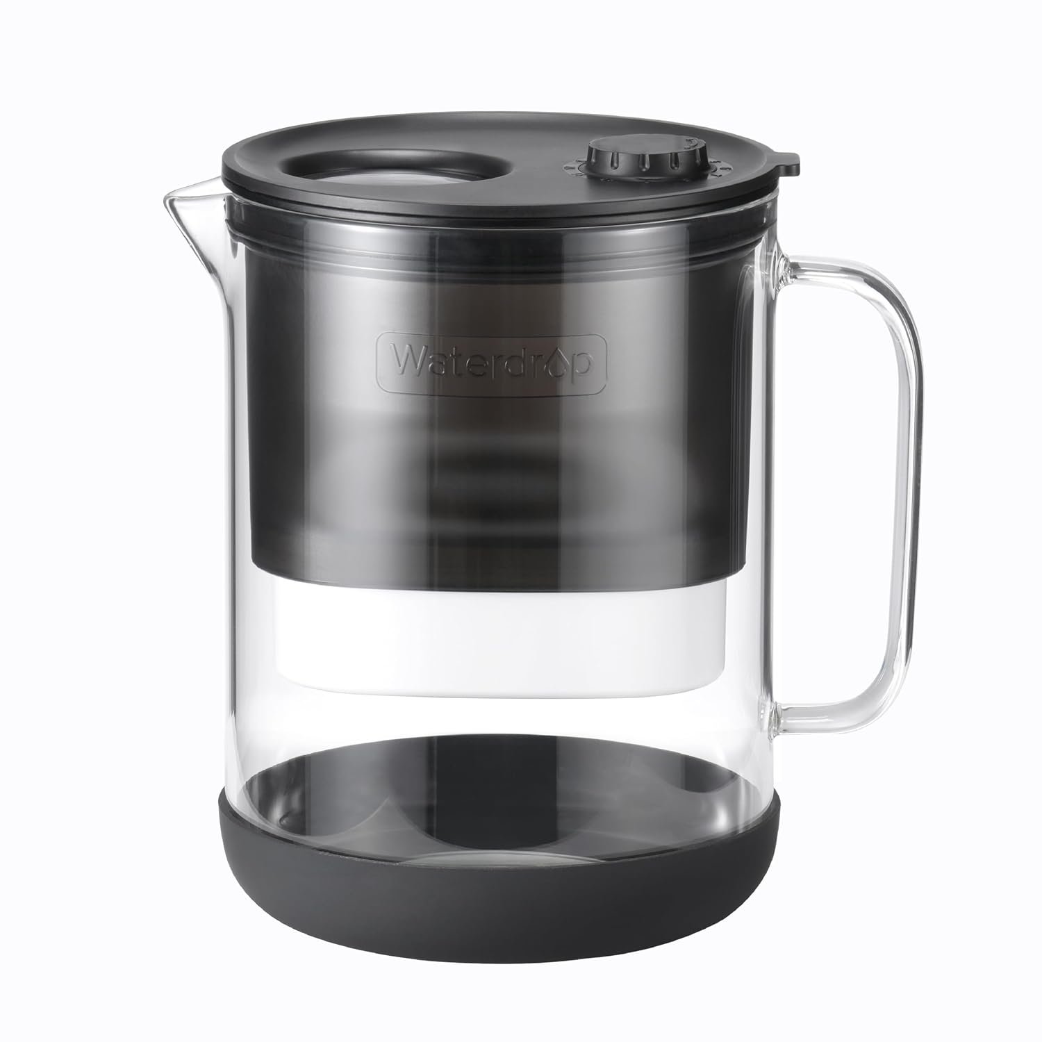 Waterdrop PT-72BL Glass Water Filter Pitcher, 7-Cup, Eco-Friendly, Black