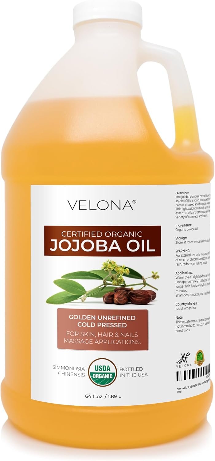 velona USDA Organic Jojoba Oil – 64 fl oz, Cold Pressed, Unrefined