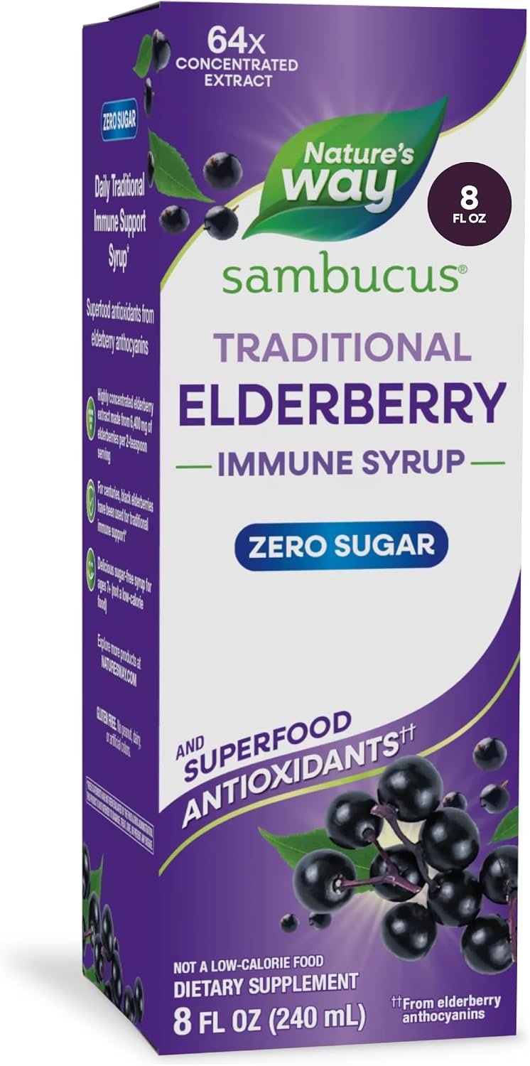Nature’s Way Sambucus Zero Sugar Traditional Elderberry Immune Syrup