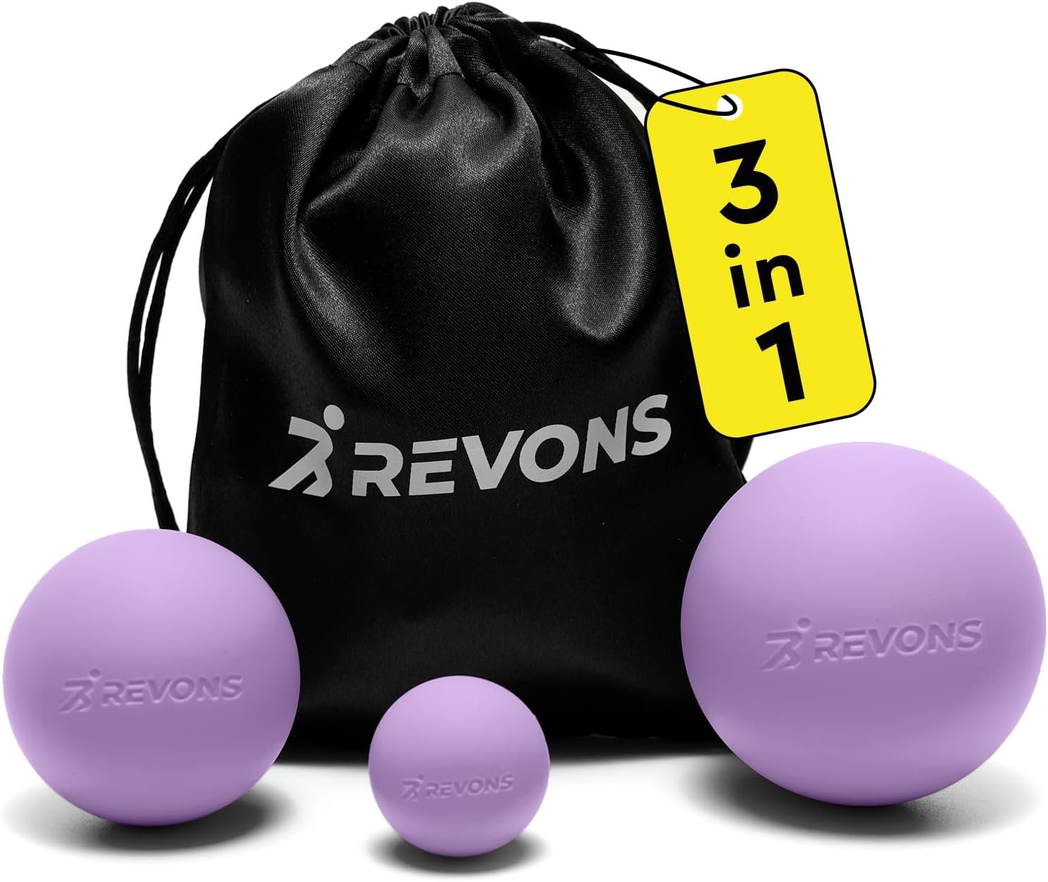 3 in 1 Massage Ball Set – 2.5″, 1.9″ & 1.2″ Firm Silicone Balls for Myofascial Release, Trigger Point Therapy, Back & Foot Pain Relief, Face Fitness, Yoga, Deep Tissue Recovery (Purple)