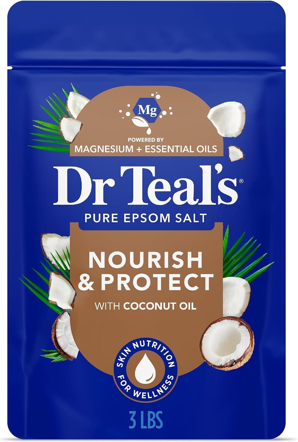 Dr Teal’s Epsom Salt Magnesium Soak, Nourish & Protect with Coconut Oil, 3 lbs