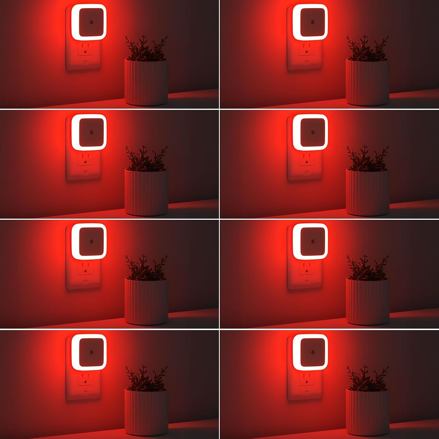 Sujeet Night Light, Night Lights Plug into Wall 8-Pack, Nightlight Plug in Night Light, Dusk to Dawn Night Lamp Led (Red)