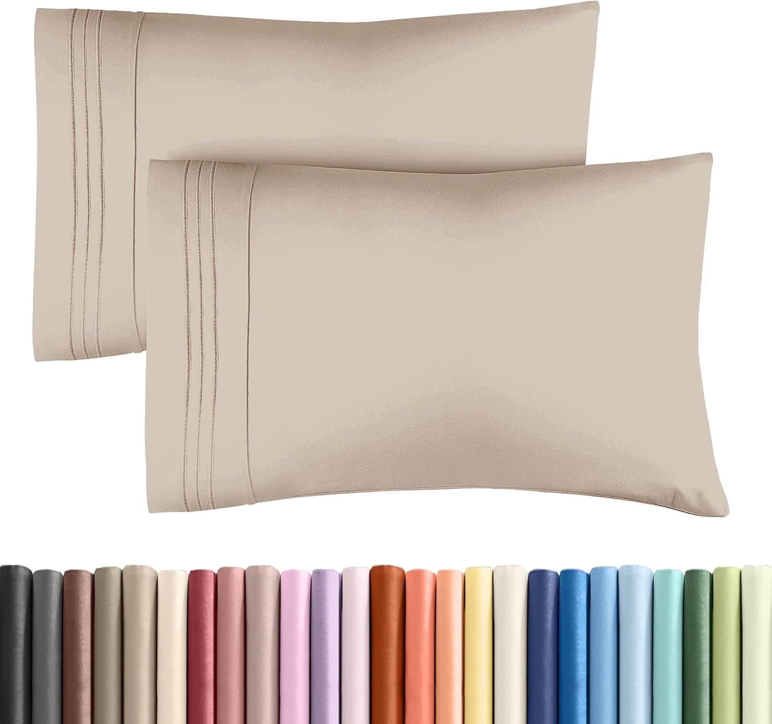 Standard Pillow Cases Set of 2 – Ultra Soft Cozy Pillowcase Covers – Wheat