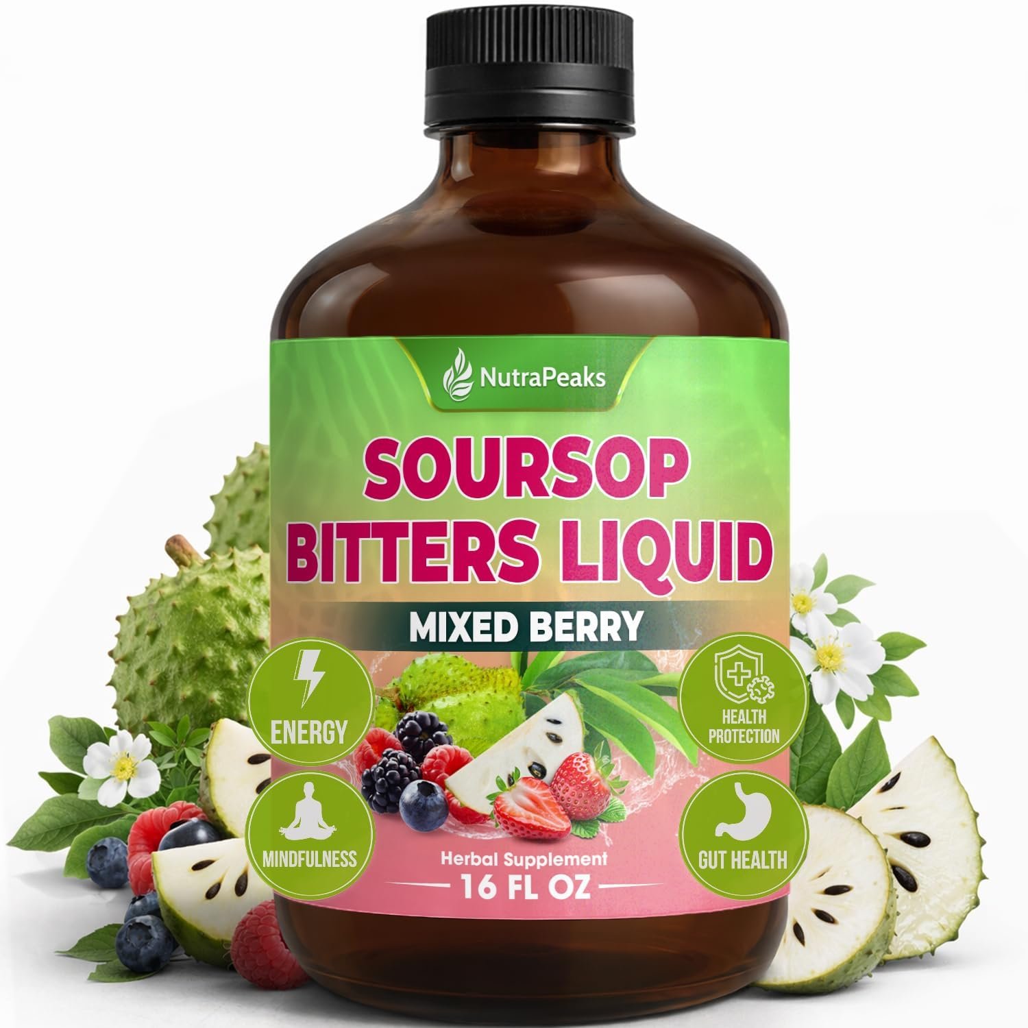 Soursop Bitters Liquid – Mixed Berry, Herbal Detox, 16 fl oz