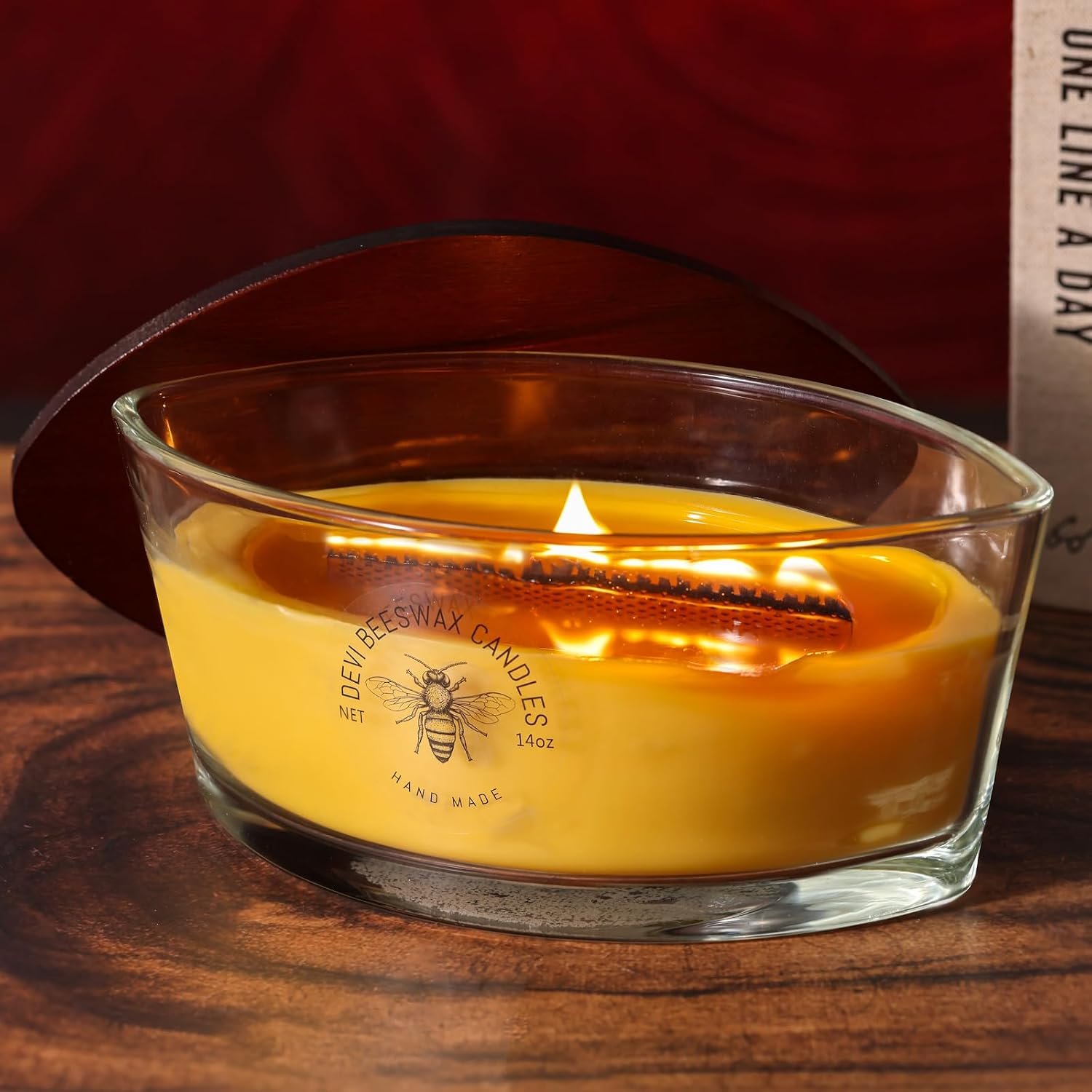 Pure Beeswax Candles Jar Candles 14oz, Large Non Toxic Candles for Home